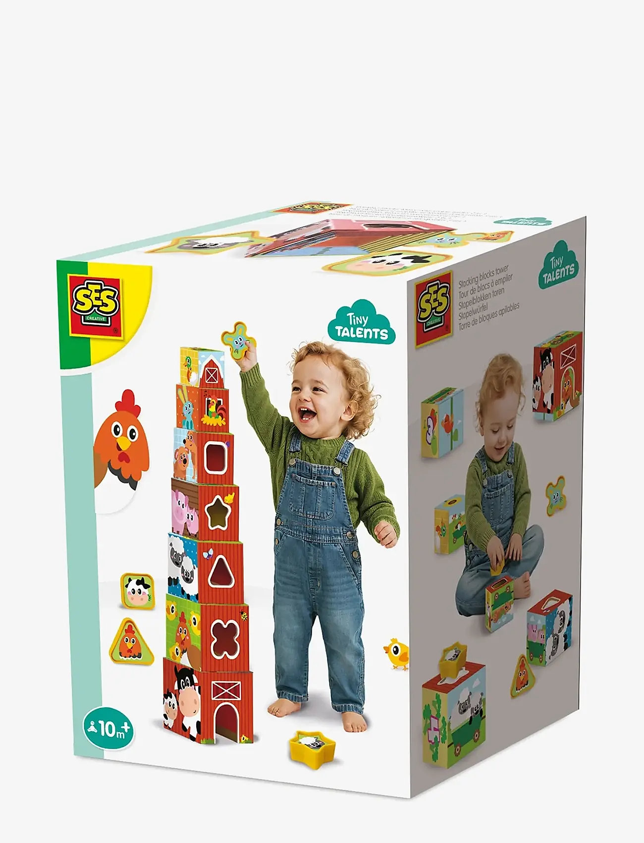 SES Creative - Stacking Blocks - Tower and Shape Sorter 2in1 - Farm Animals - sortierspiel - multi - 0