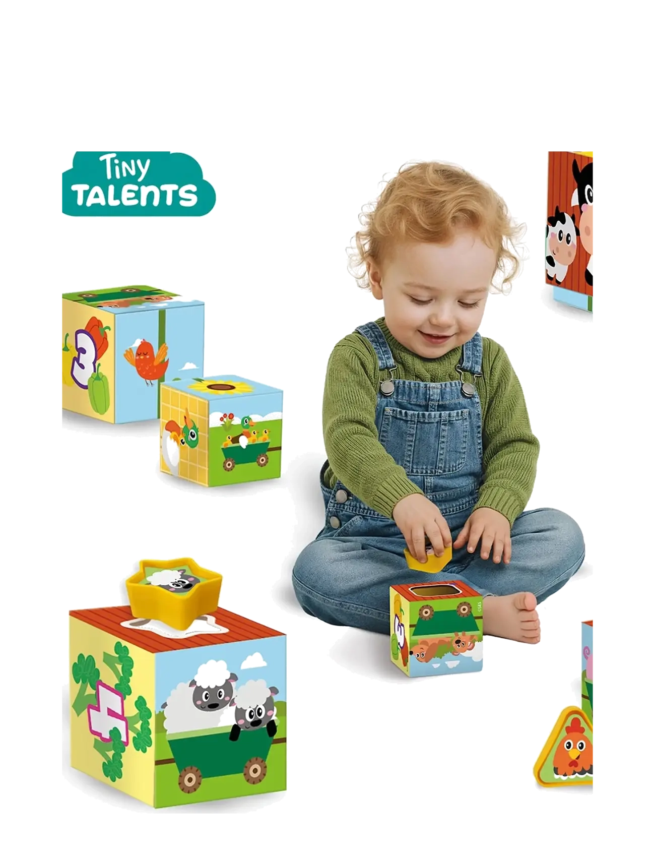 SES Creative - Stacking Blocks - Tower and Shape Sorter 2in1 - Farm Animals - flokkunarbox leikfanga - multi - 1