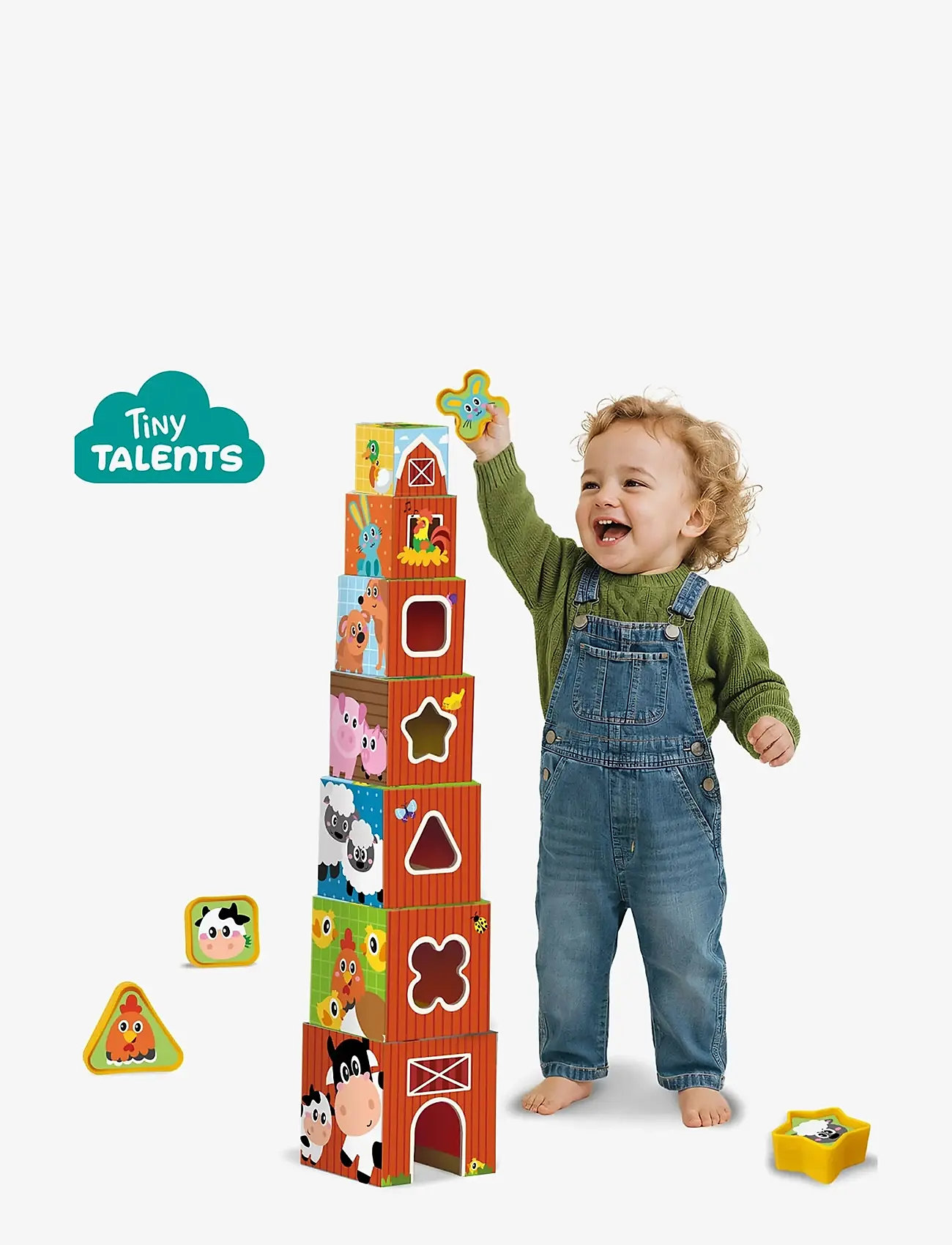 SES Creative - Stacking Blocks - Tower and Shape Sorter 2in1 - Farm Animals - sortierspiel - multi - 2