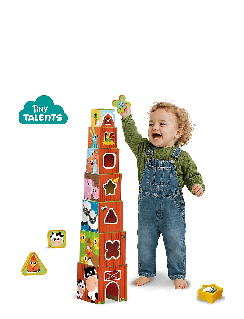 SES Creative - Stacking Blocks - Tower and Shape Sorter 2in1 - Farm Animals - sortierspiel - multi - 2
