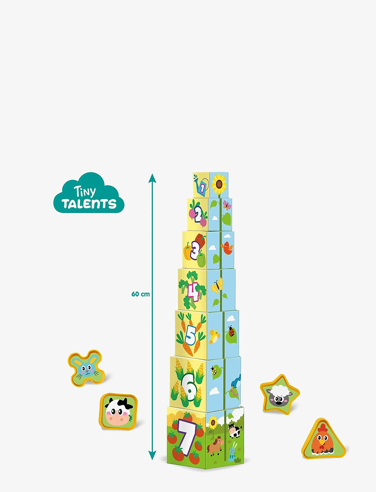 SES Creative - Stacking Blocks - Tower and Shape Sorter 2in1 - Farm Animals - sortierspiel - multi - 3