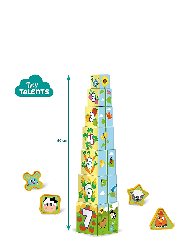 SES Creative - Stacking Blocks - Tower and Shape Sorter 2in1 - Farm Animals - sortierspiel - multi - 3