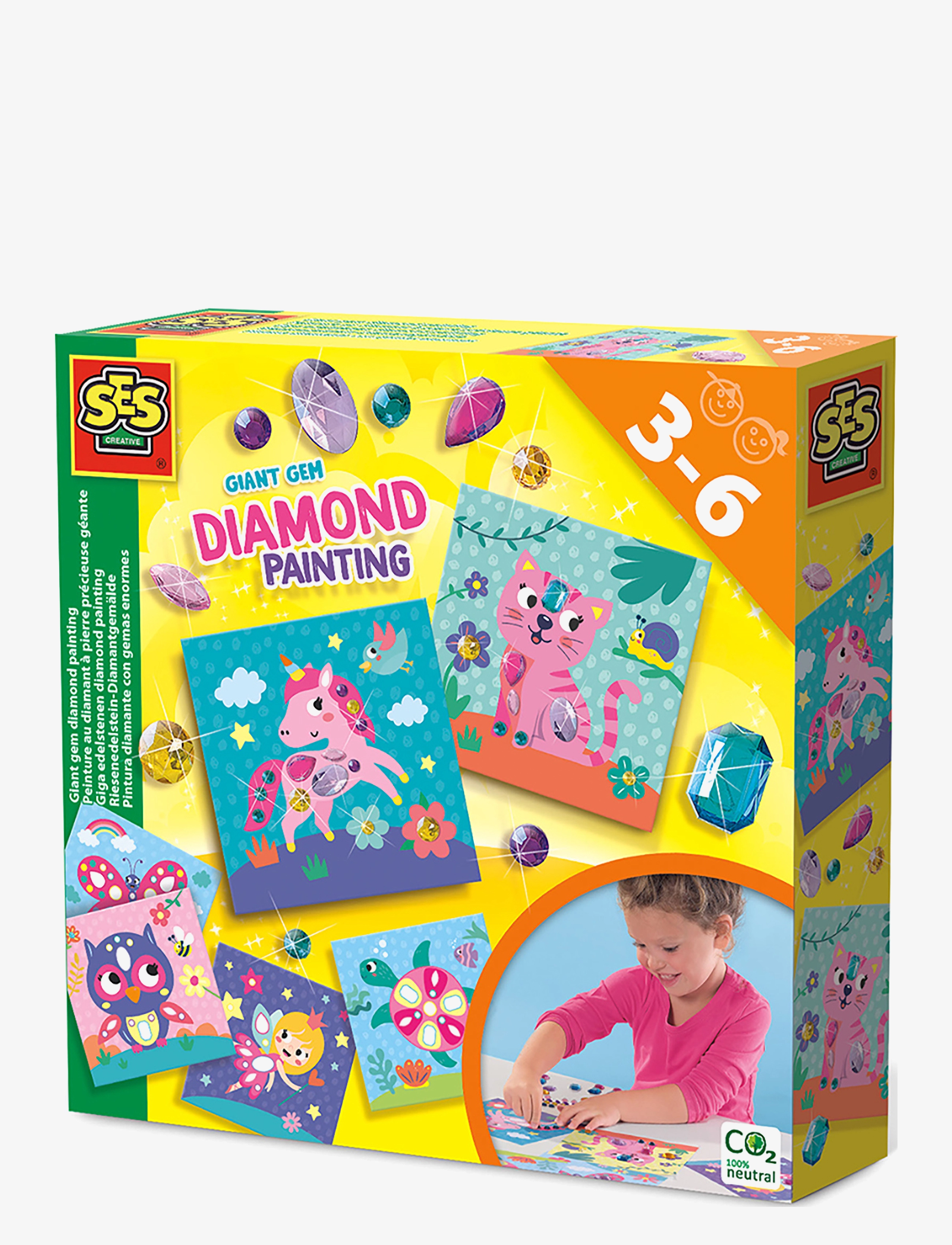 SES Creative Diamond Painting Giant Gems, One Size, Craft, Mehrfarbig/gemustert - Craft Sets, Kinder