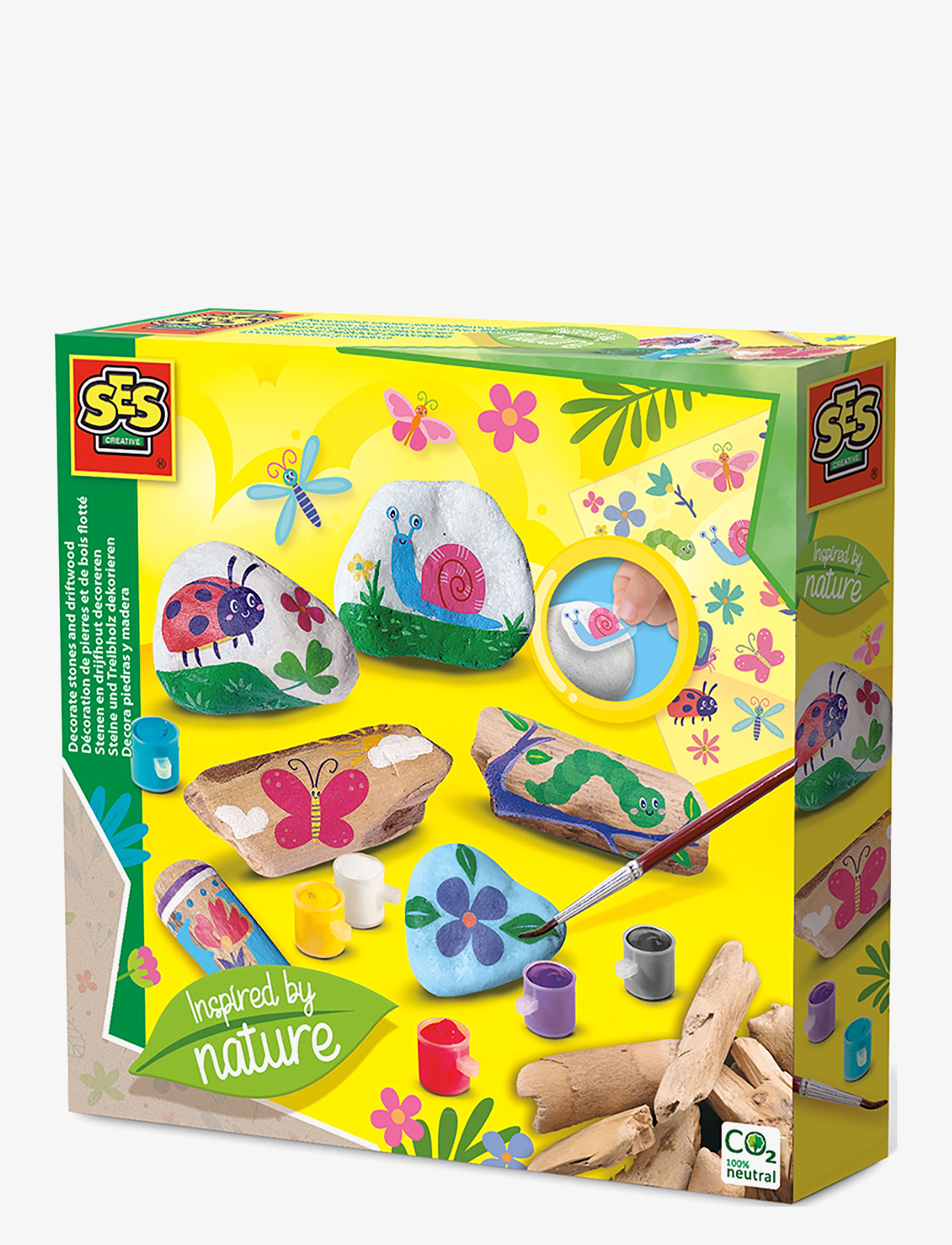 SES Creative Decorate Stones And Driftwood, One Size, Craft, Mehrfarbig/gemustert - Craft Sets, Kinder