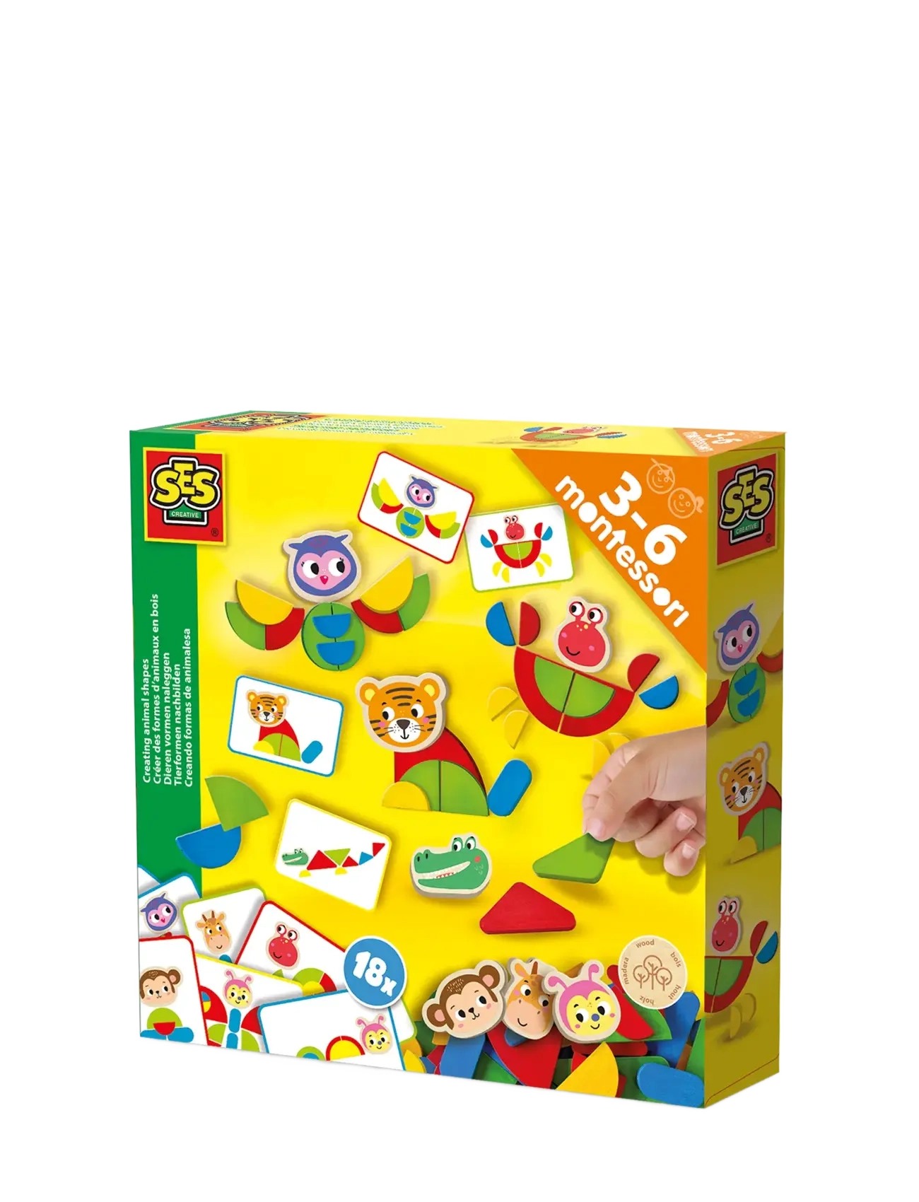 SES Creative Montessori Creating Animal Shapes, One Size, Educational Spielzeug, Mehrfarbig/gemustert - Interactive Kinder