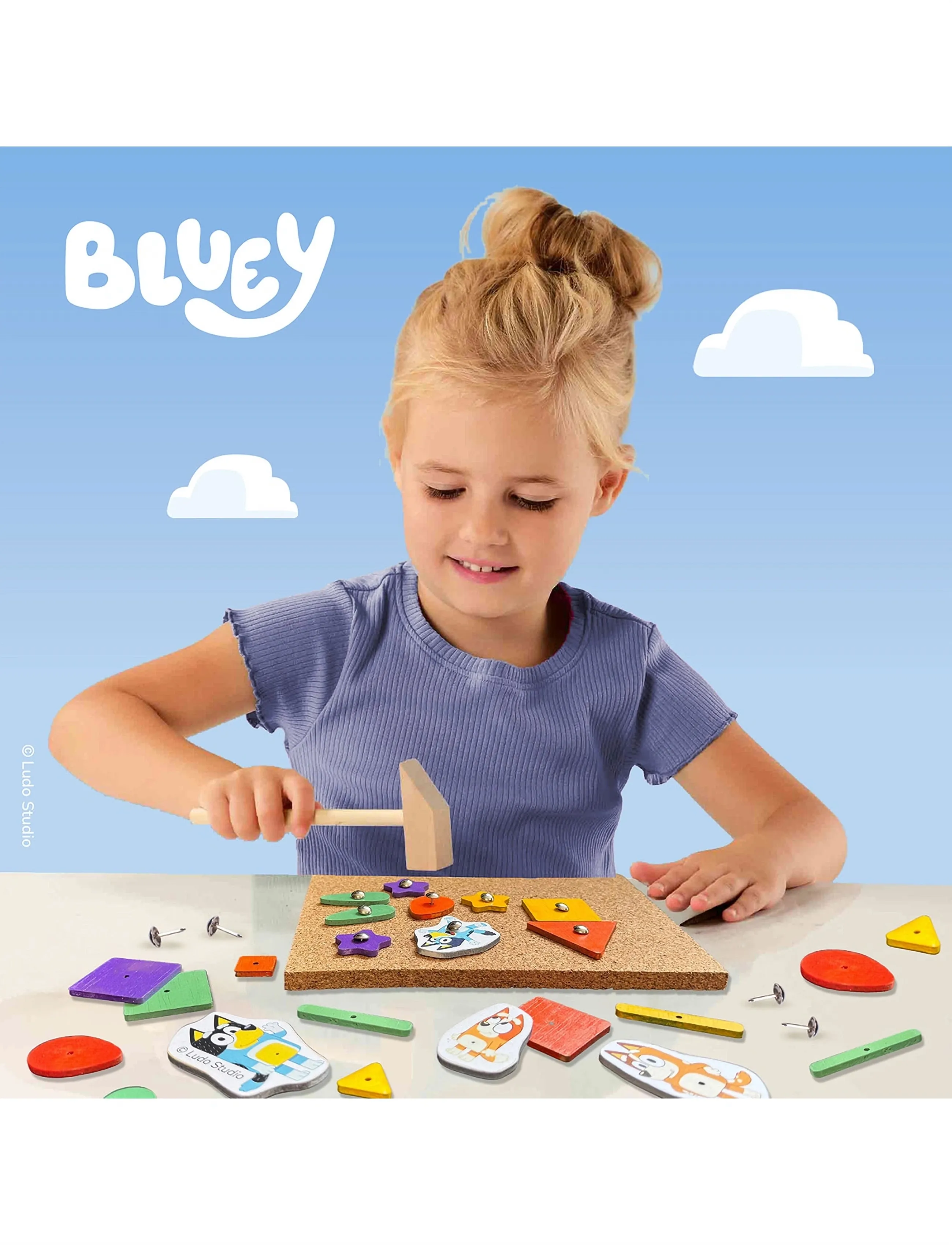 SES Creative Bluey Hammer Tic, One Size, Craft, Mehrfarbig/gemustert - Craft Sets, Kinder