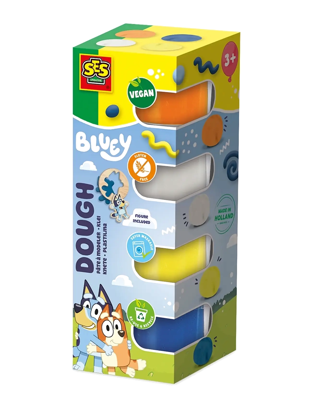 SES Creative Bluey - Dough - 4 Pots 90G, One Size, Multi/patterned, Håndværk > Legemasse, Børn