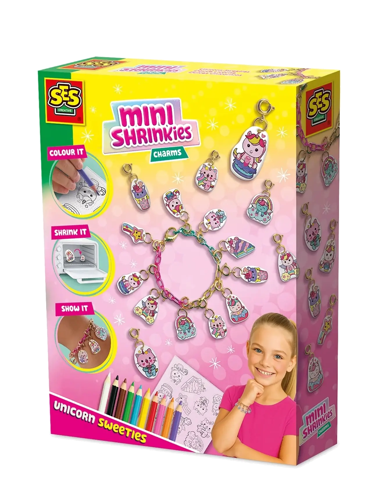 SES Creative Shrink Film Mini Shrinkies Charms Unicorn Sweeties, One Size, Craft, Mehrfarbig/gemustert - Jewellery & Accessories, Kinder