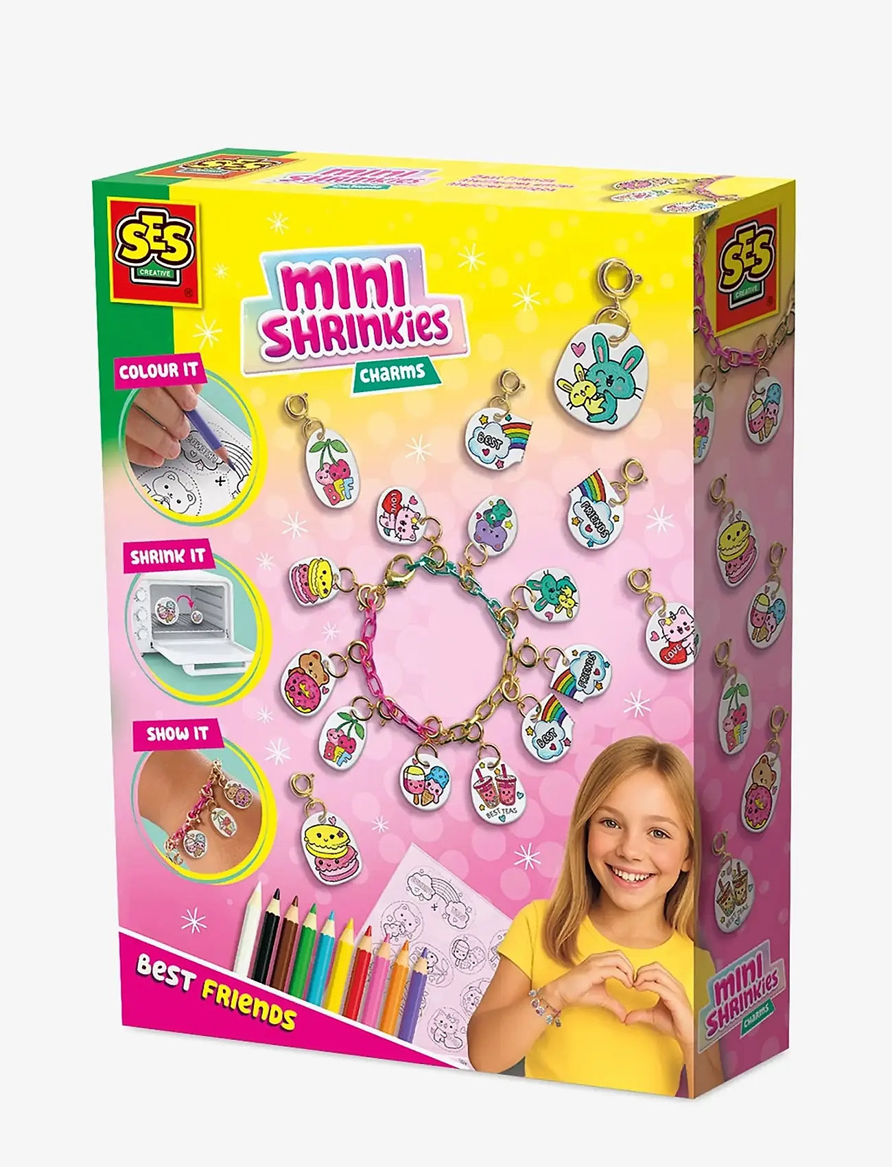 SES Creative - Shrink Film - Mini Shrinkies - Charms Best Friends - käsitöökomplekt - multi - 0