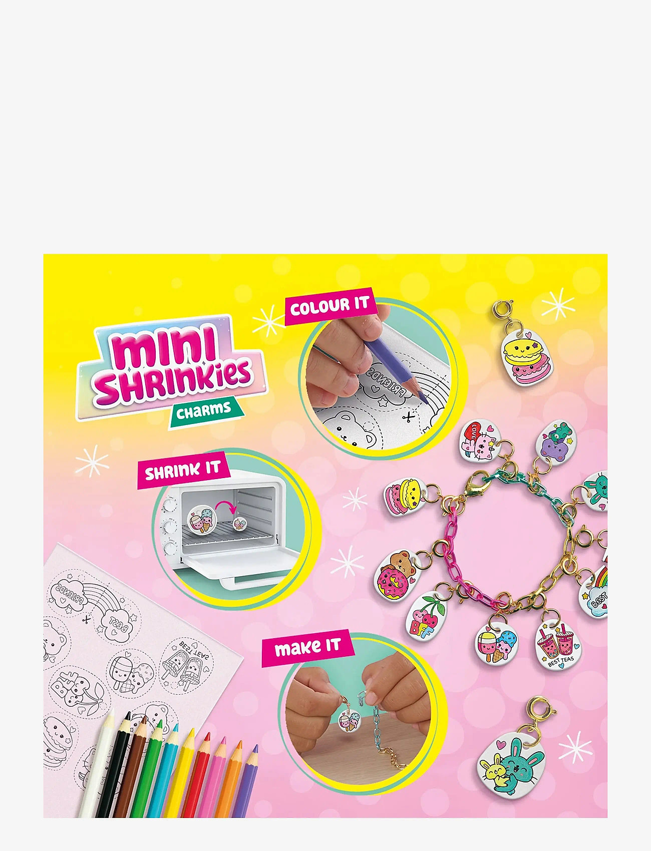 SES Creative - Shrink Film - Mini Shrinkies - Charms Best Friends - käsitöökomplekt - multi - 2