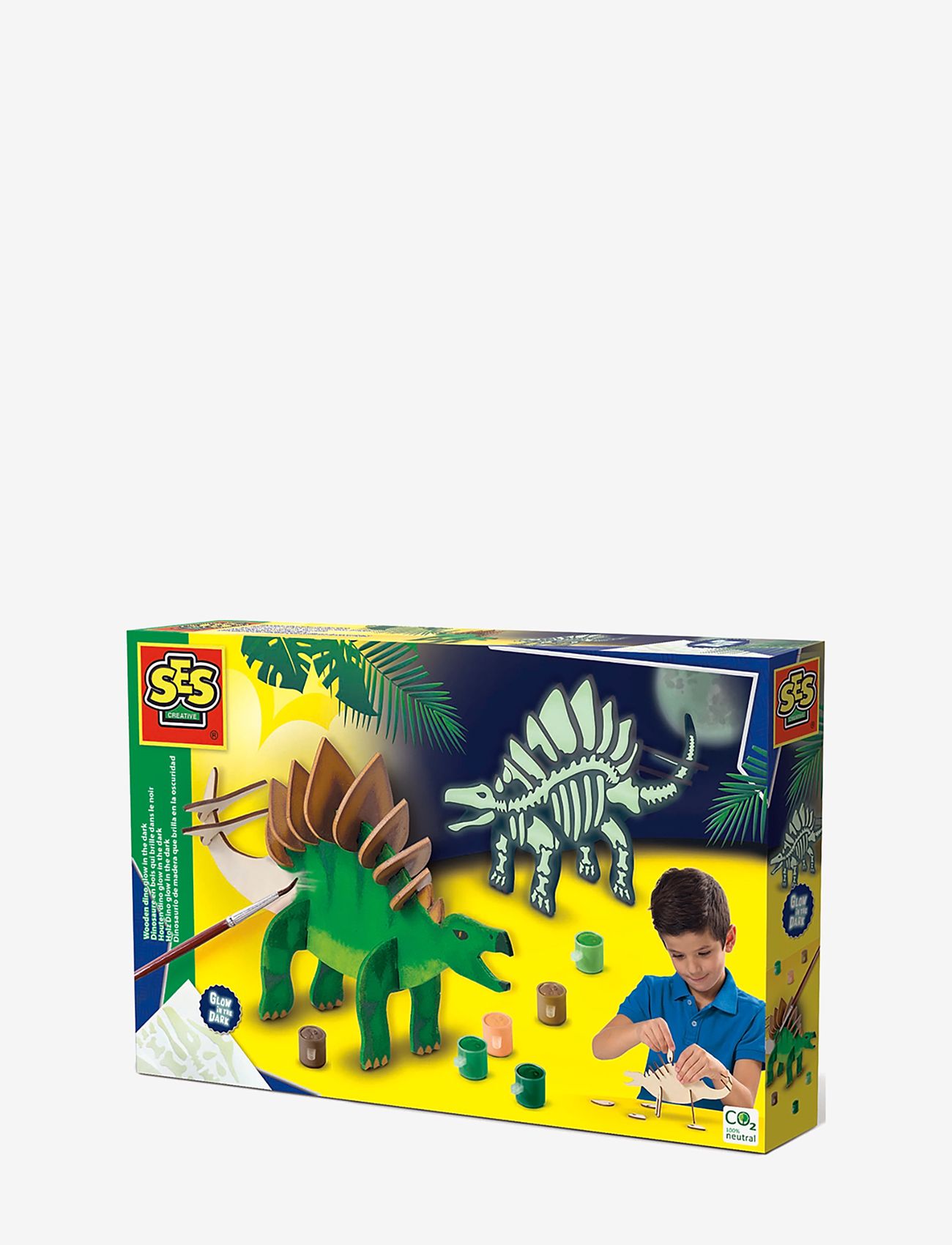 SES Creative - Wooden dino glow in the dark - föndursett - green - 1