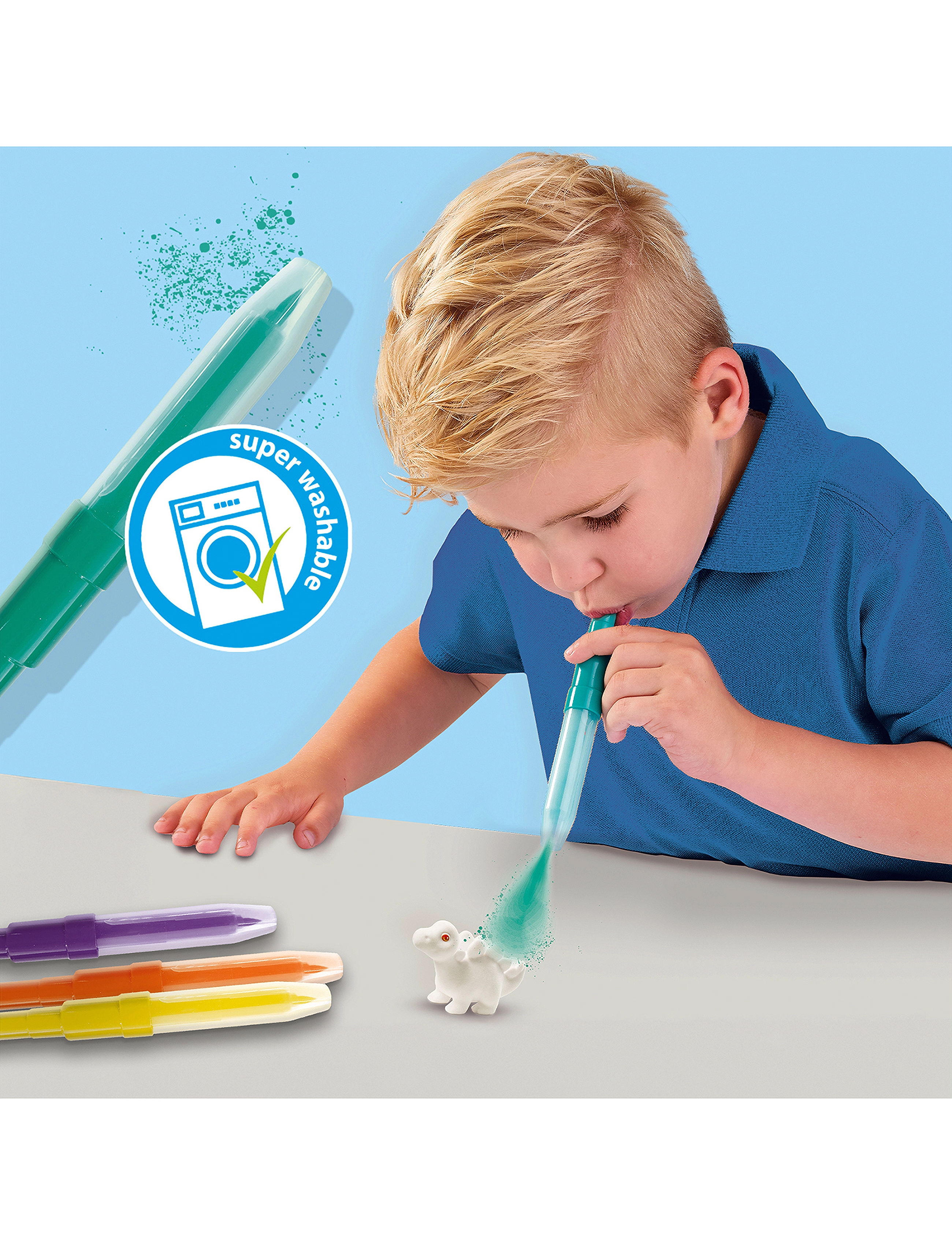 SES Creative Blow Pens Airbrush Dinosaurs, Børn, Paints, Multi/mønstret, Str: ONE SIZE