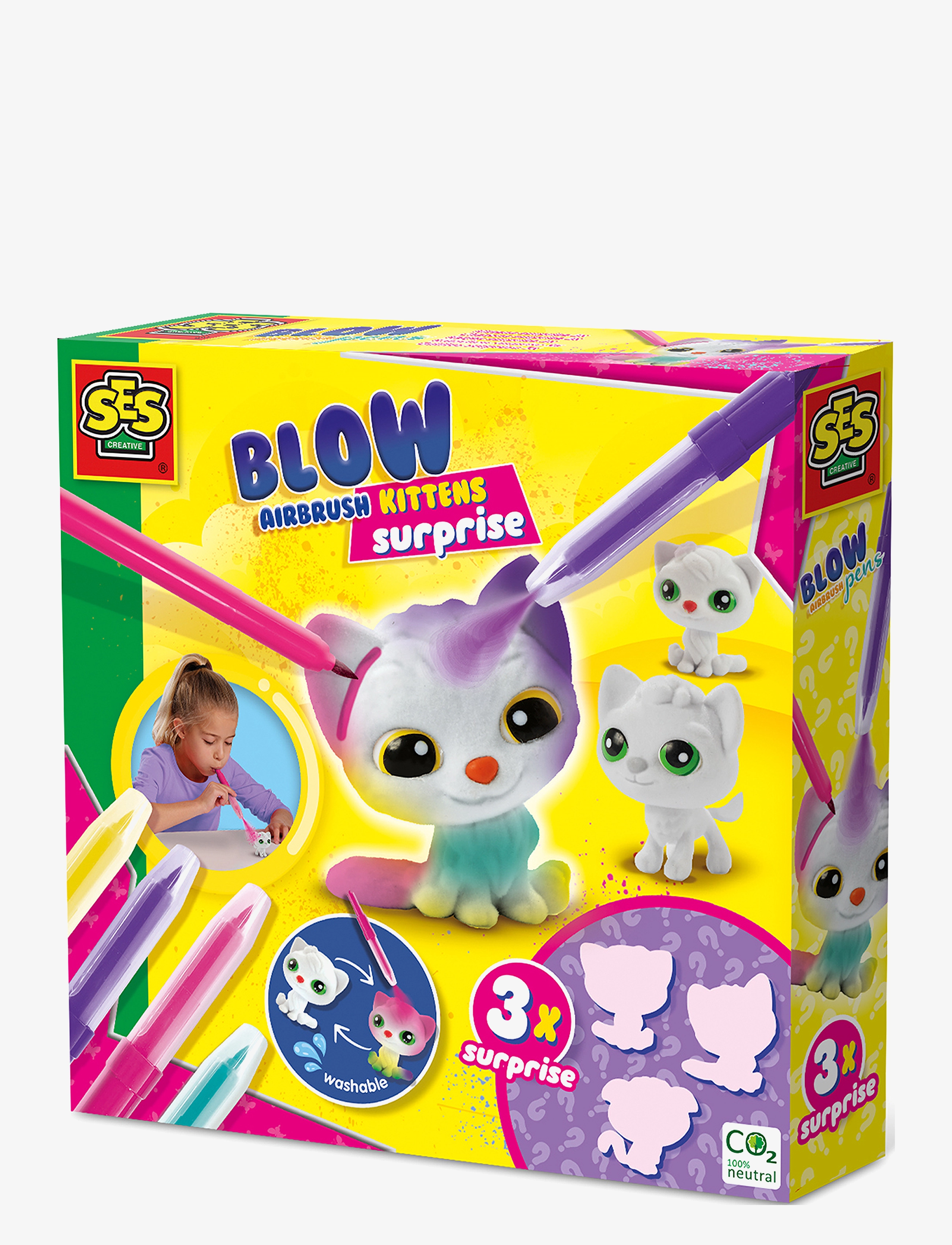 SES Creative Blow Pens - Decorate 3 Kittens - Loovus - MULTI / multi