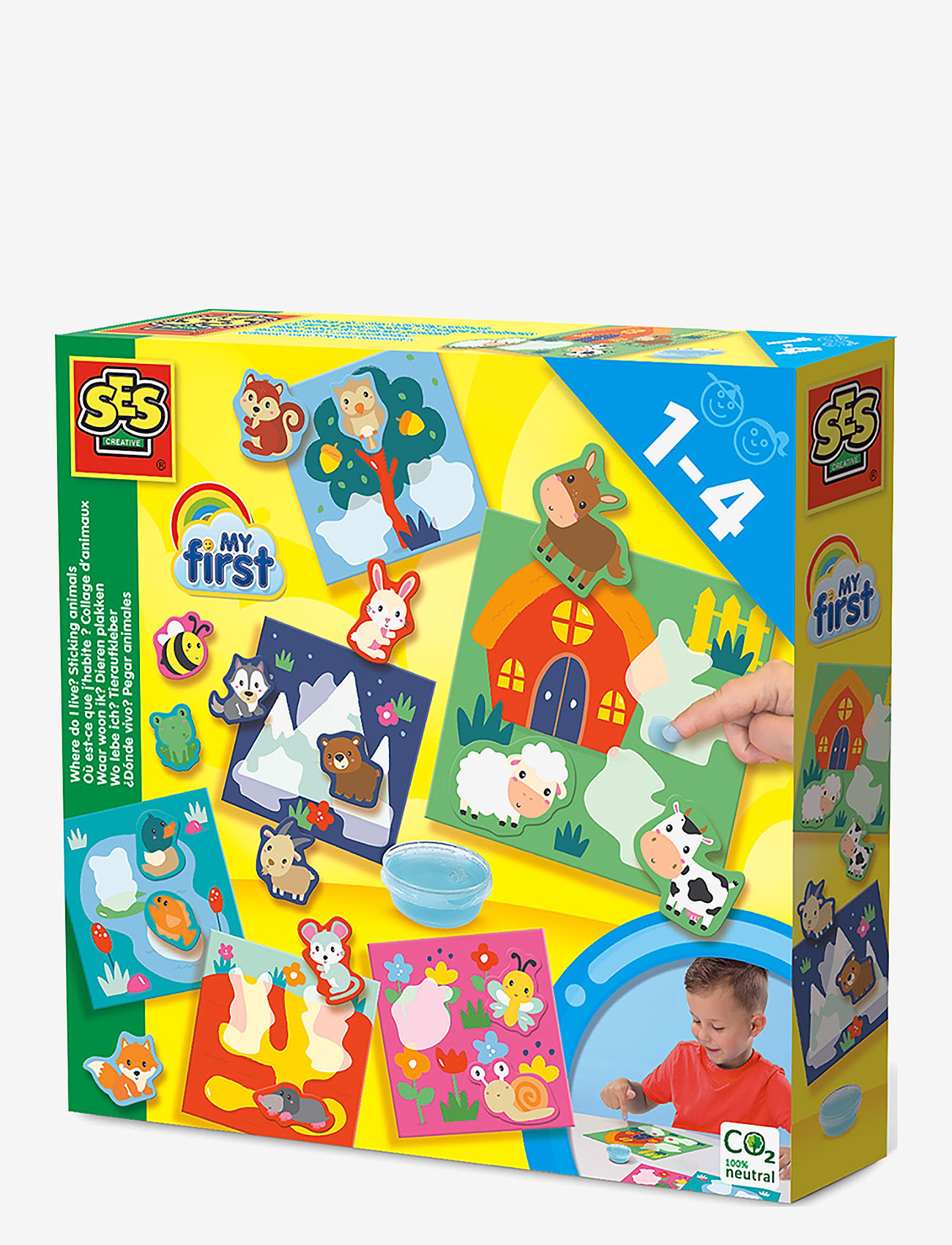 SES Creative - My first - Sticking Animals - Where do I live? - rankdarbių rinkinys - multi - 0