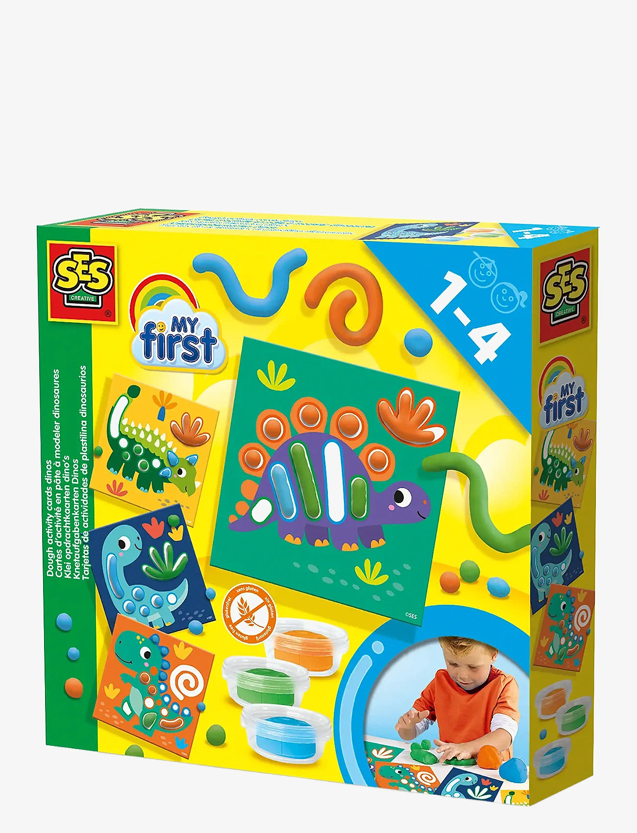 SES Creative - My first - Dough - Dino Activity Cards - modellervoks - multi - 1
