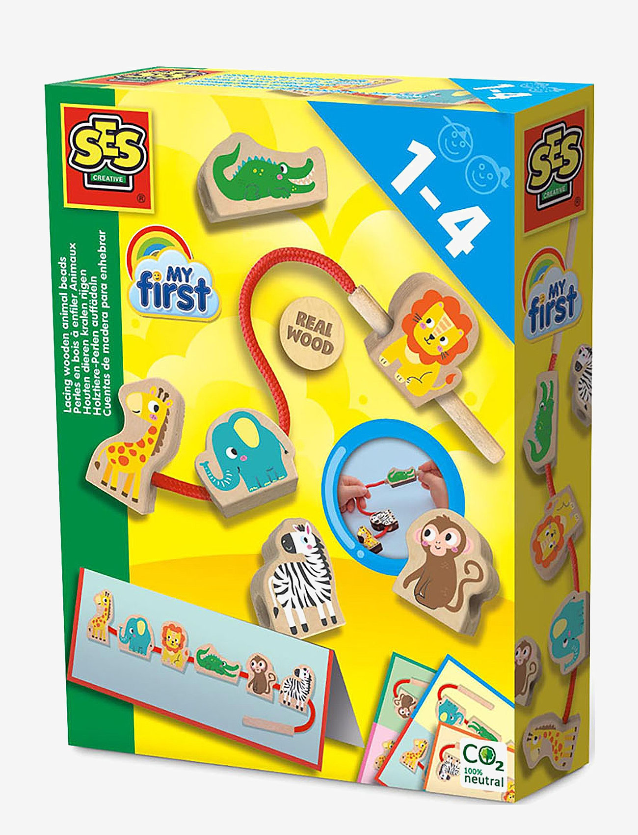 SES Creative - My first - Lacing wooden animals - pysselset - wood - 0