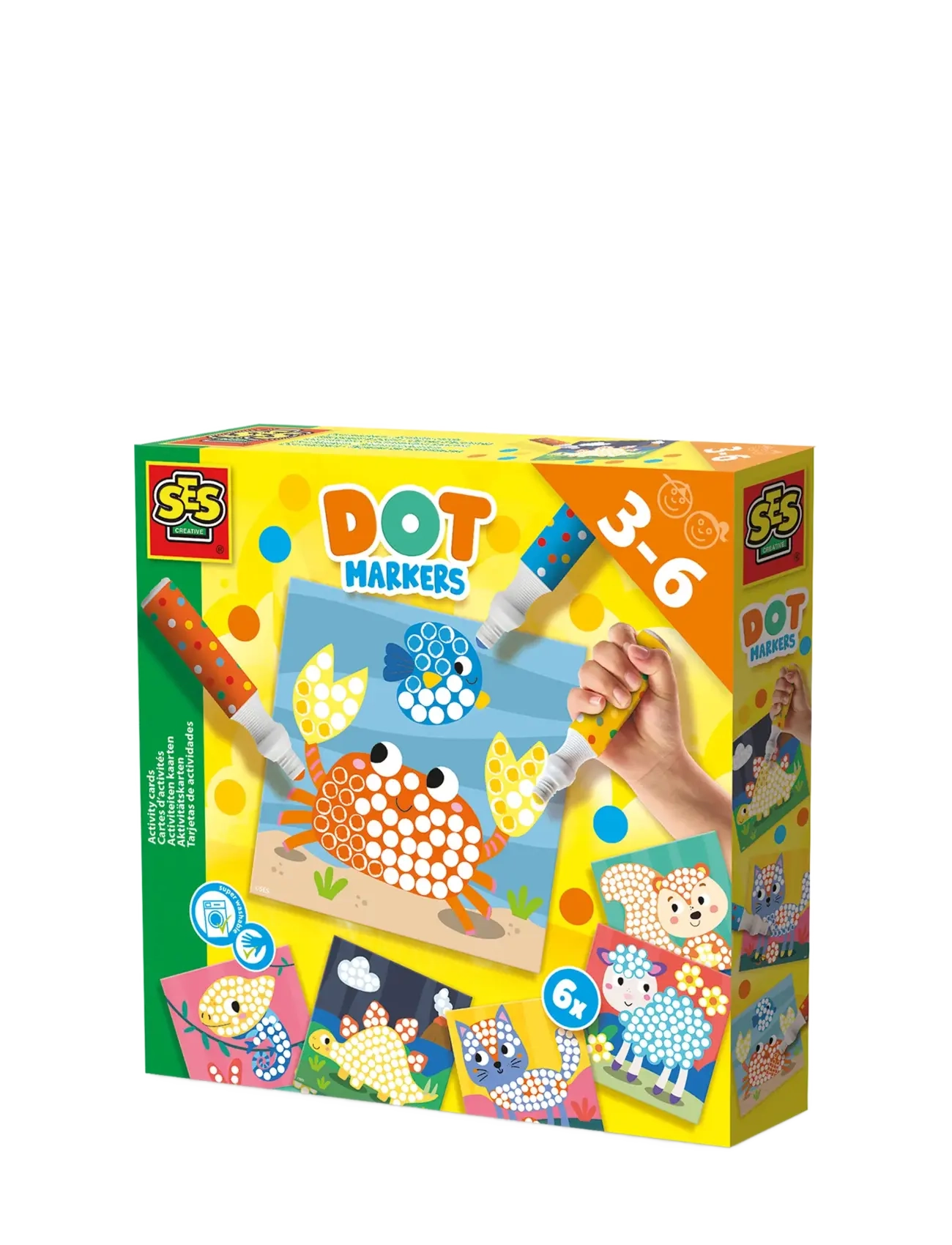 SES Creative Dot Markers - 3 Colours Xxl - Activity Cards, One Size, Multi/patterned, Tegning > Farveblyanter, Børn