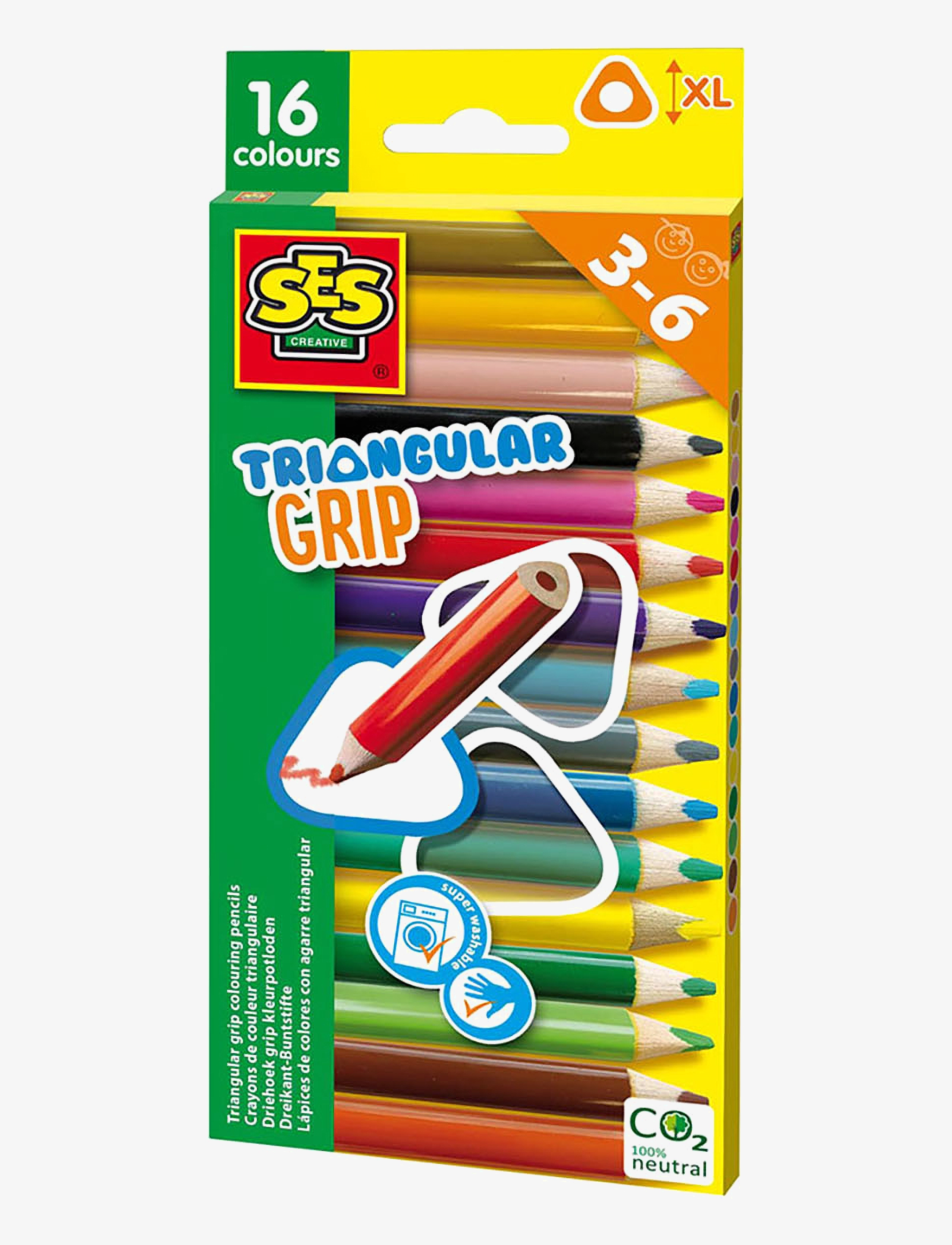 SES Creative Triangular Grip Colouring Pencils 16 Pieces, One Size, Multi/patterned, Tegning > Farveblyanter, Børn