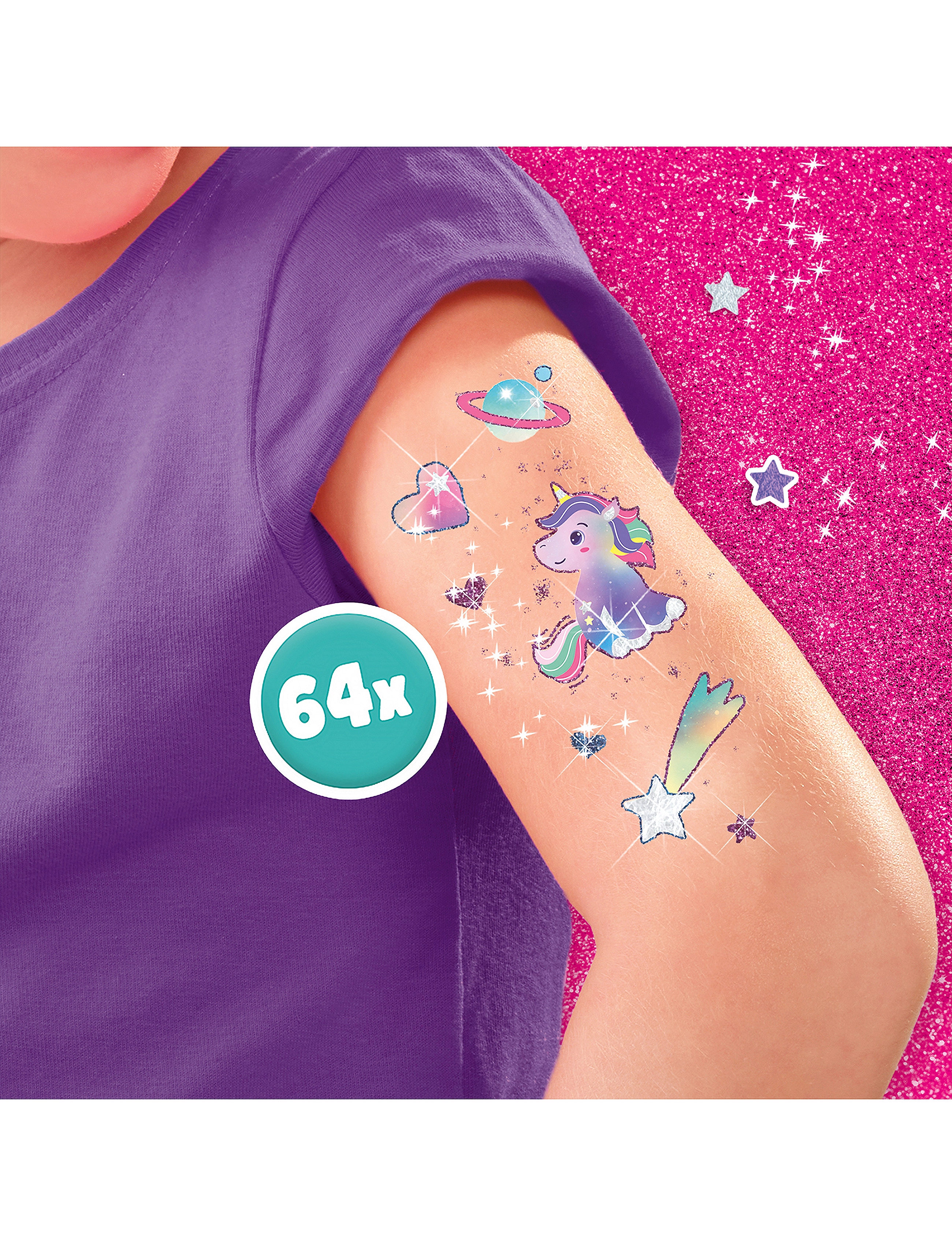 SES Creative Tattoos And Glitter - Unicorn, One Size, Multi/patterned, Håndværk > Tatoveringer, Børn