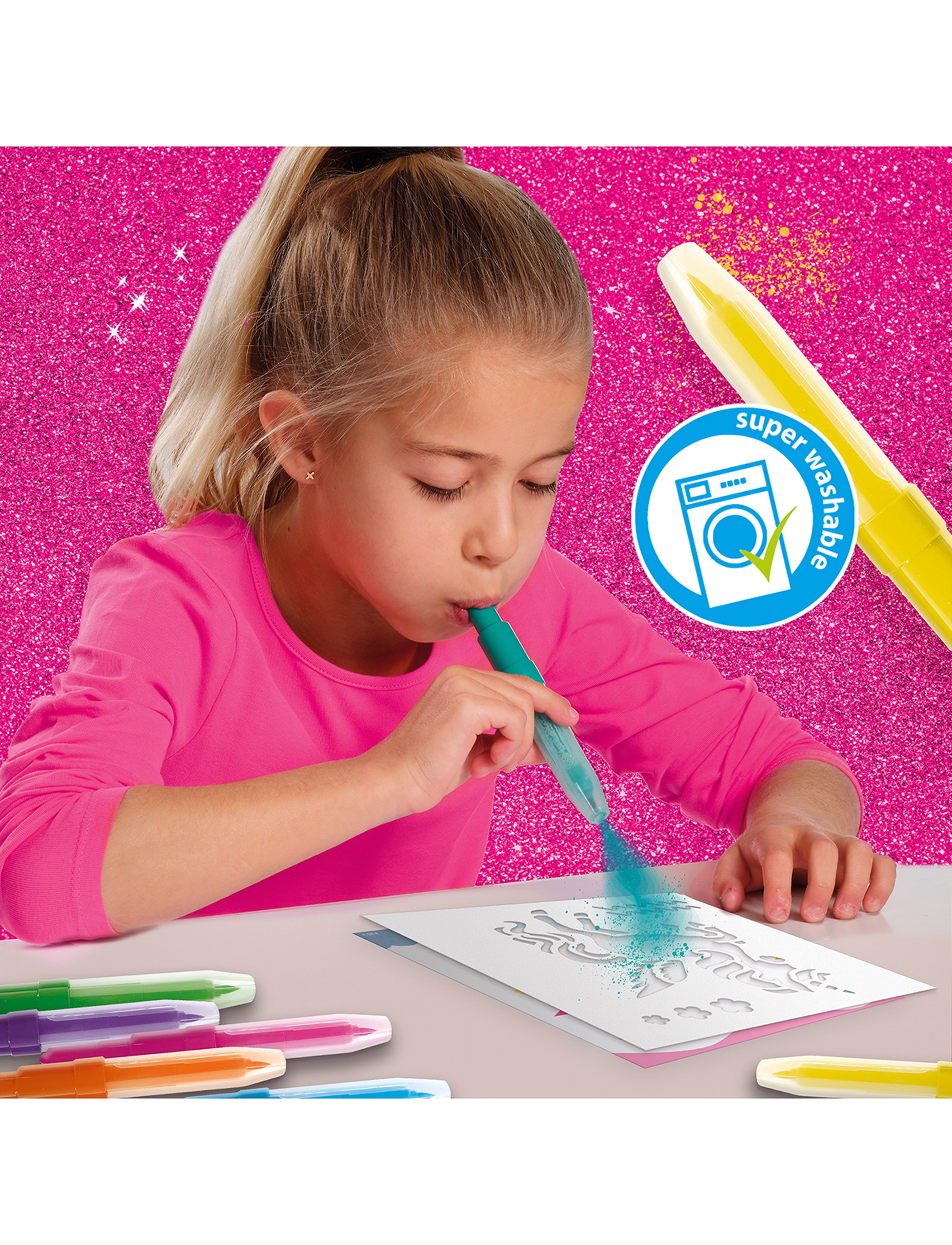 SES Creative Blow Pens Airbrush Unicorn, One Size, Craft, Mehrfarbig/gemustert - Craft Sets, Kinder