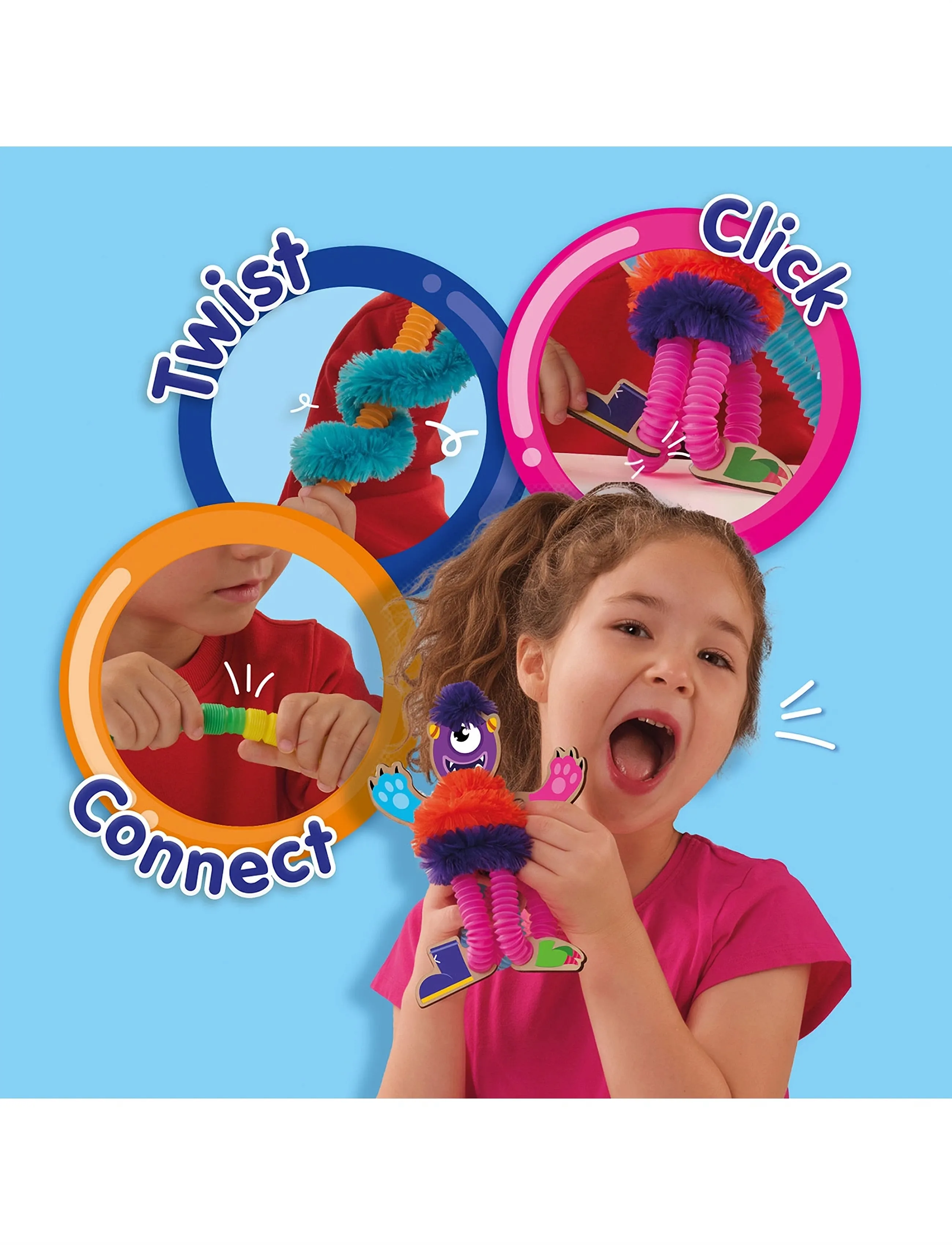 SES Creative Fuzzy Tubes, One Size, Craft, Mehrfarbig/gemustert - Craft Sets, Kinder