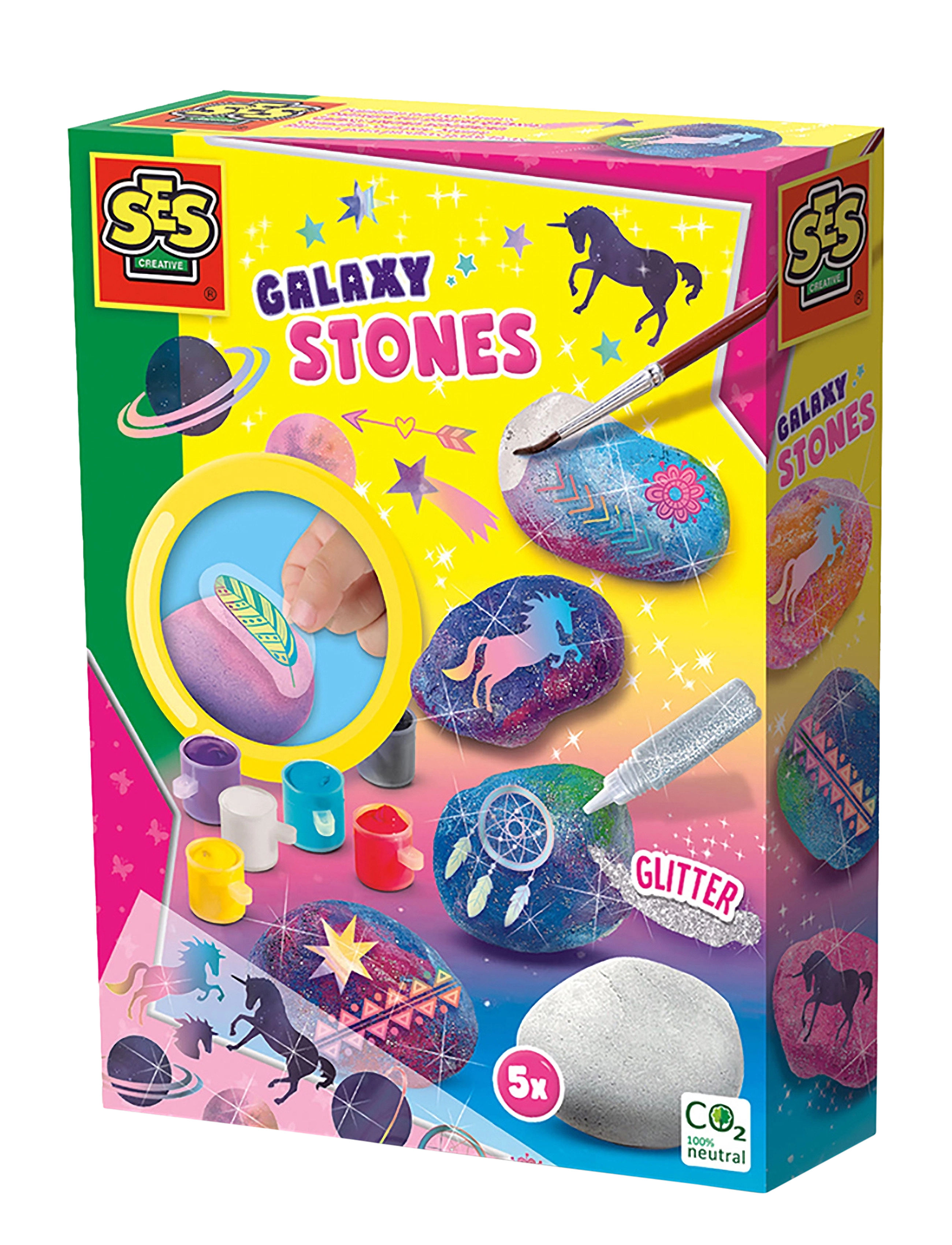 SES Creative Painting Stones Galaxy, One Size, Craft, Mehrfarbig/gemustert - Craft Sets, Kinder