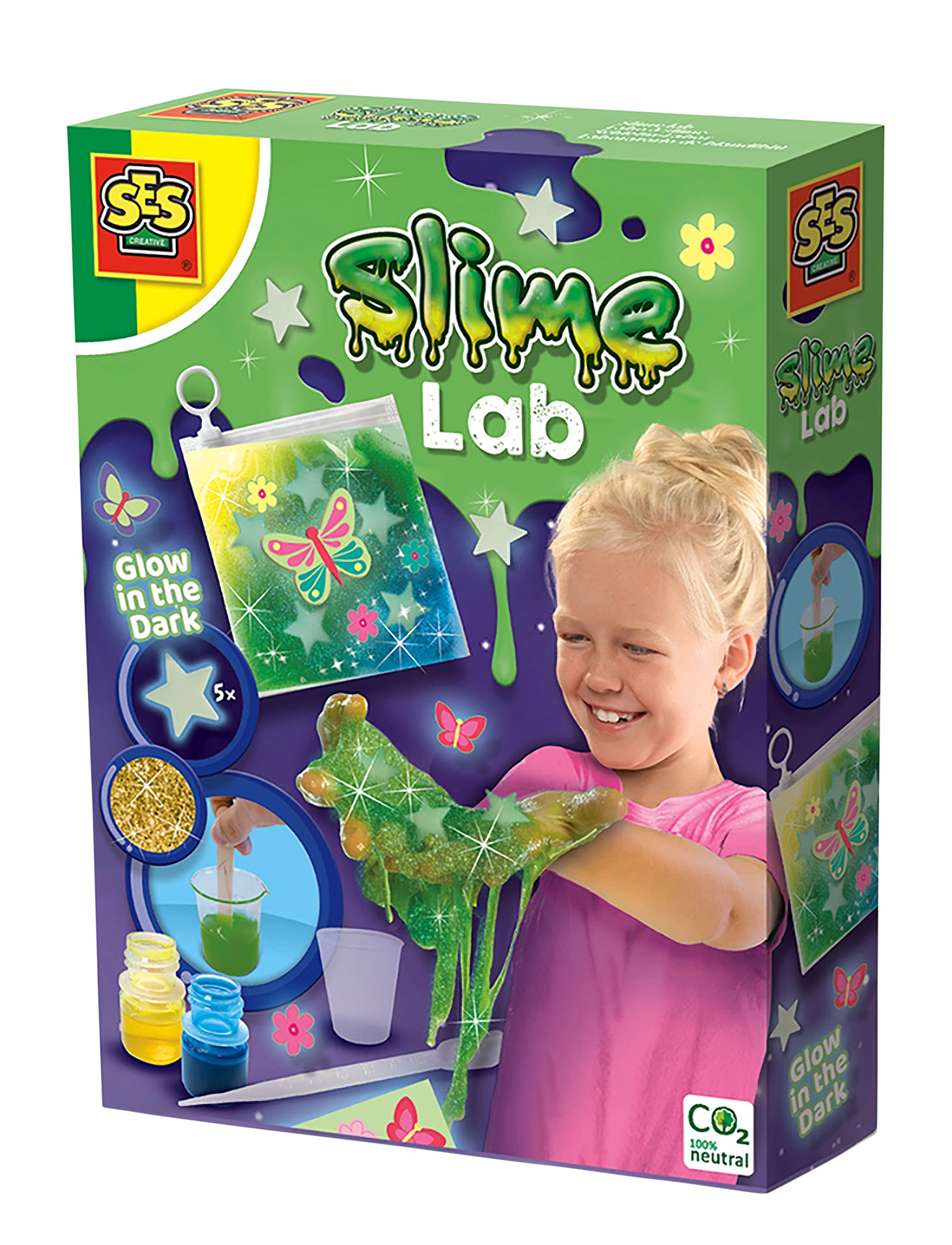 SES Creative Slime Glow In The Dark Lab, One Size, Craft, Mehrfarbig/gemustert - Craft Sets, Kinder