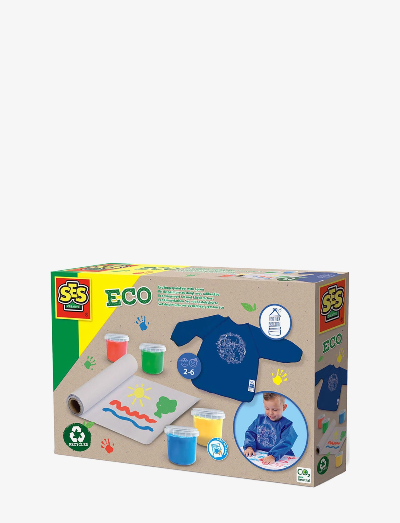SES Creative Fingerpaint Set With Apron, One Size, Craft, Mehrfarbig/gemustert - Craft Sets, Kinder