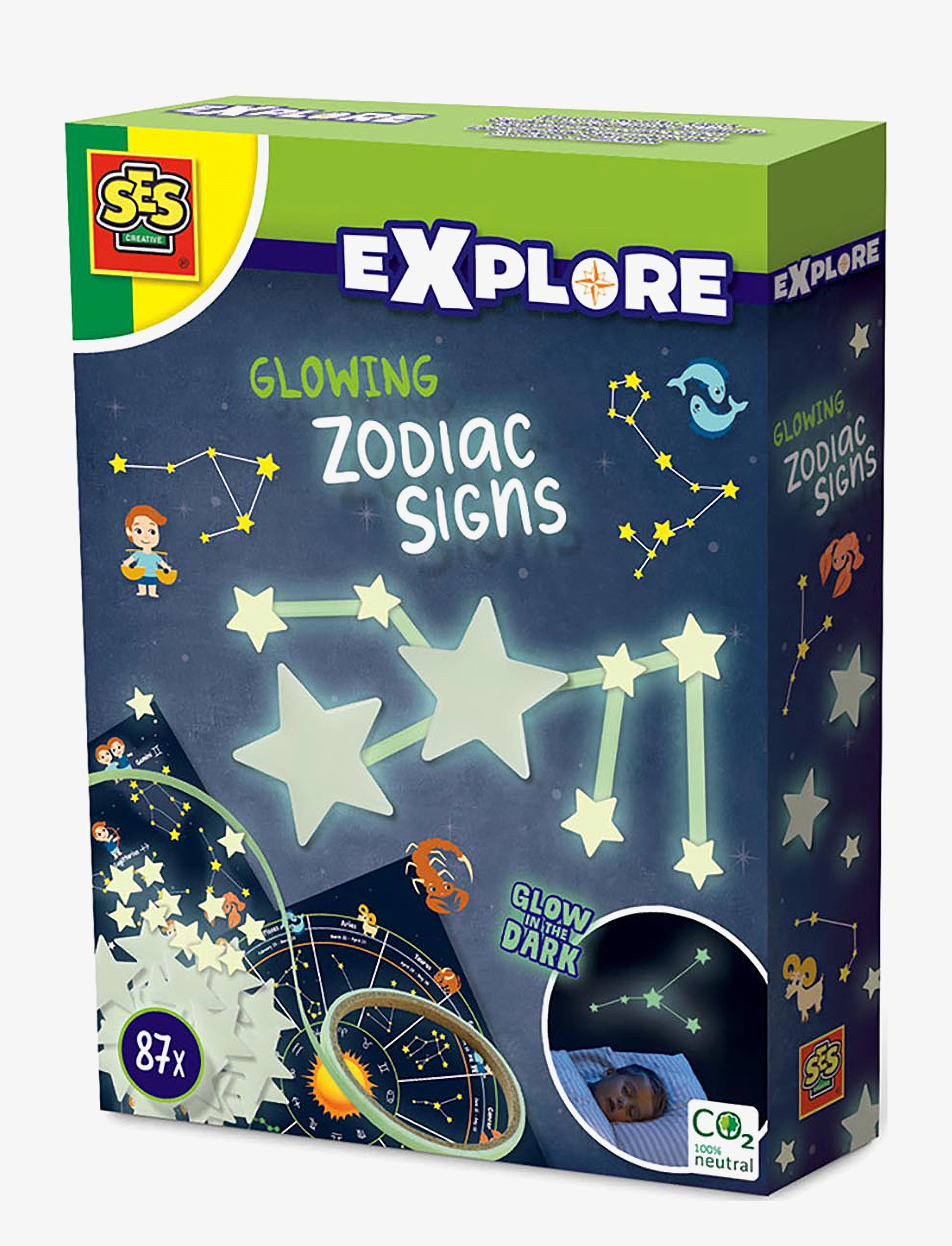 SES Creative Glowing Zodiac Signs, One Size, Spielzeug, Mehrfarbig/gemustert - Experiments And Science, Kinder