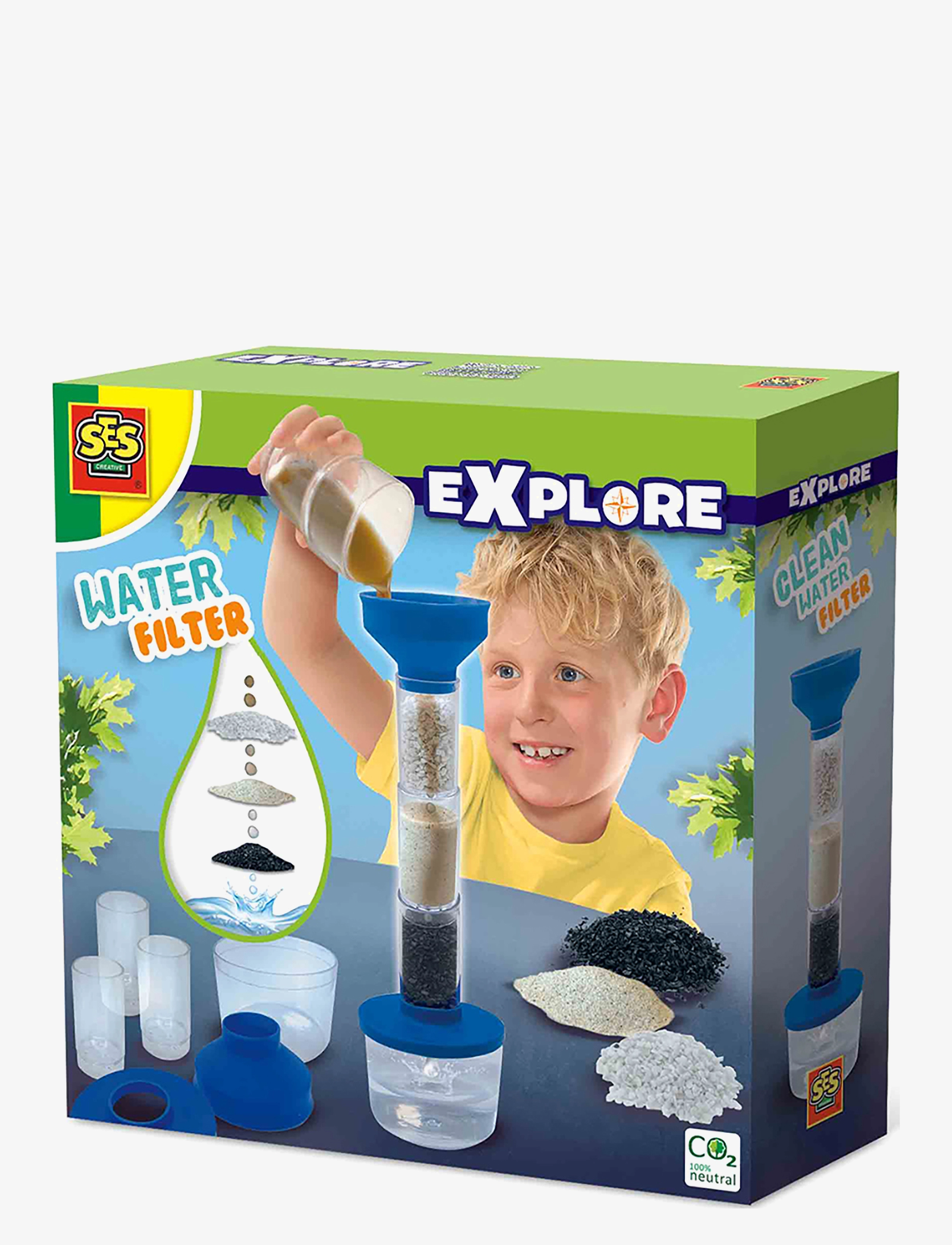 SES Creative Water Cleaning Filter Experiment - STEAM-mänguasjad - BLUE / multi