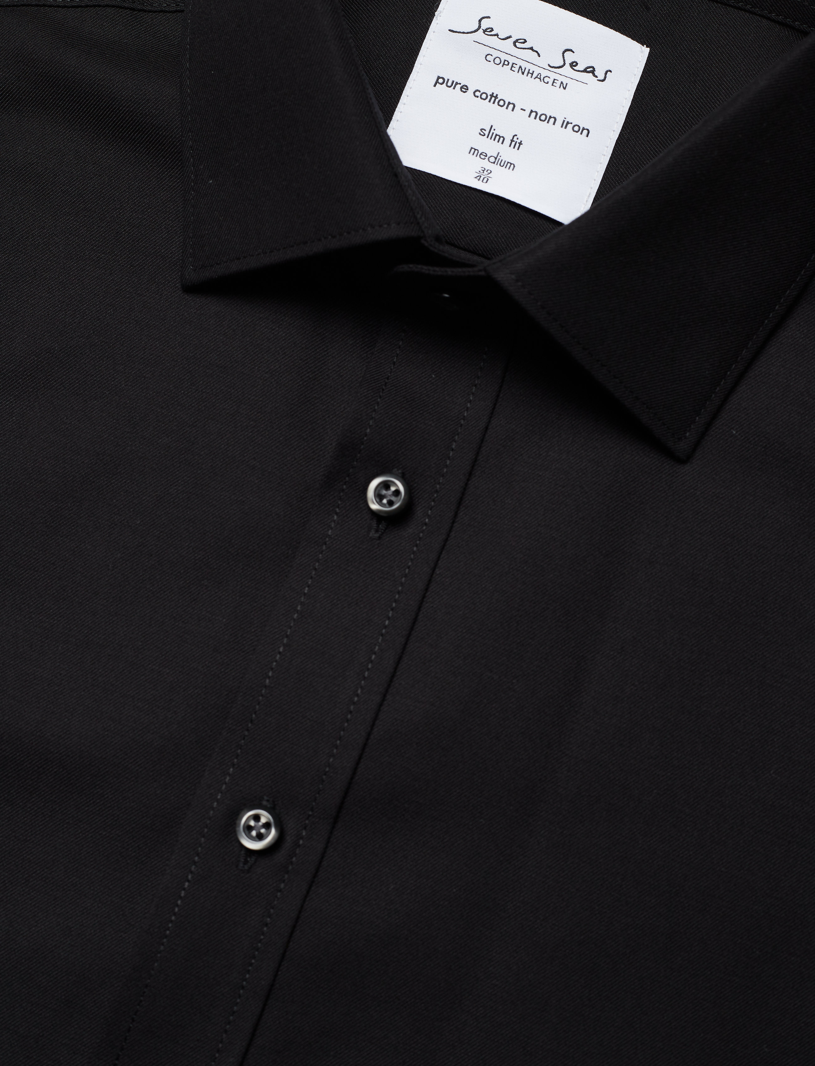 Seven Seas Copenhagen - SEVEN SEAS Fine Twill | slim - formelle skjorter - black - 3