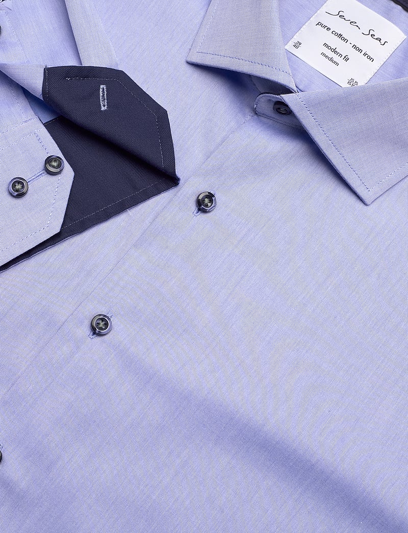 Seven Seas Copenhagen - SEVEN SEAS Fine Twill Contrast | modern - formelle skjorter - light blue - 3