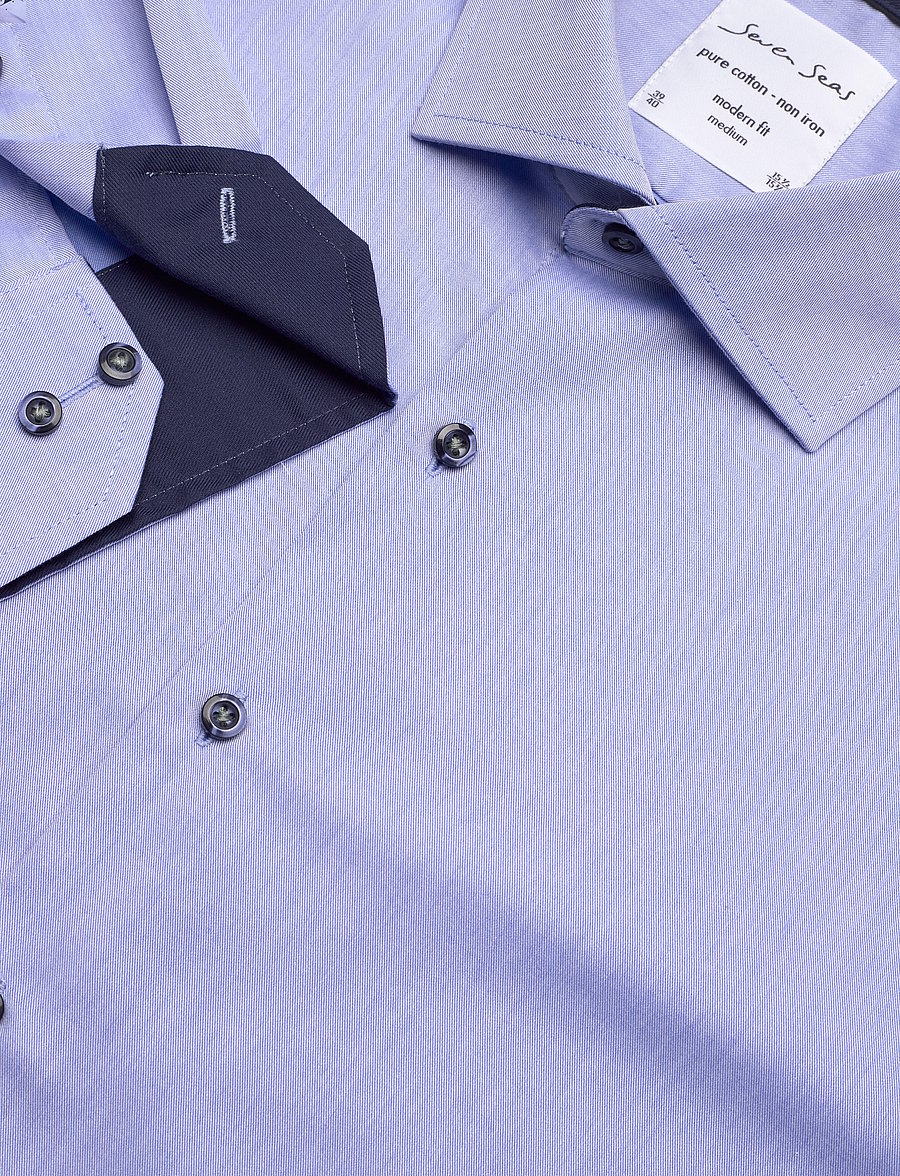 Seven Seas Copenhagen - SEVEN SEAS Fine Twill Contrast | modern - light blue - 3