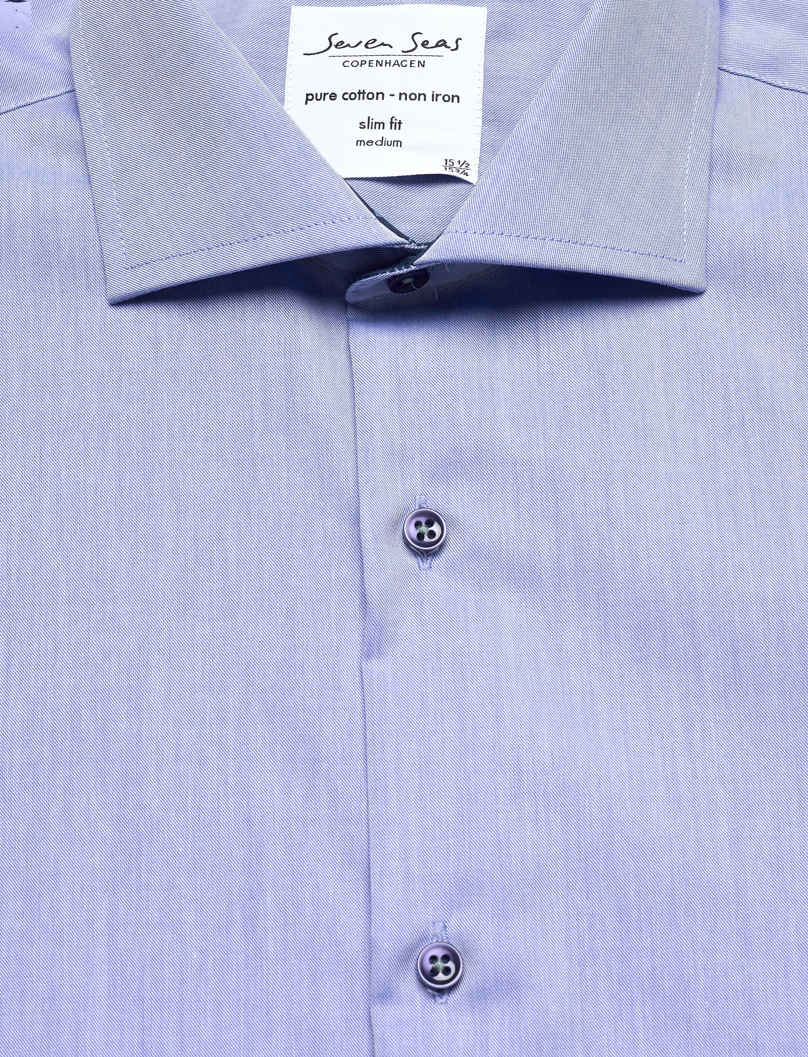 Seven Seas Copenhagen - SEVEN SEAS Fine Twill Contrast | slim - kostymskjortor - light blue - 3
