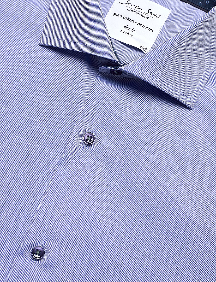 Seven Seas Copenhagen - SEVEN SEAS Fine Twill Contrast | slim - formelle hemden - light blue - 4