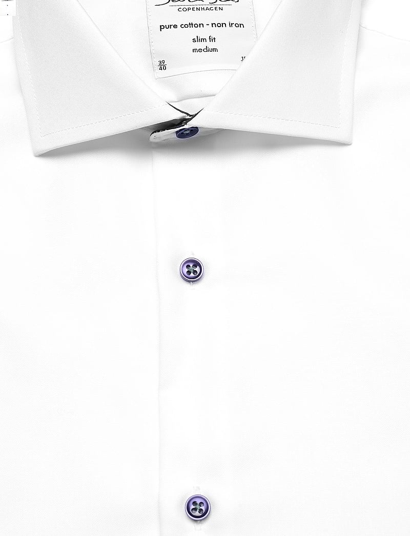 Seven Seas Copenhagen - SEVEN SEAS Fine Twill Contrast | slim - proginiai marškiniai - white - 2