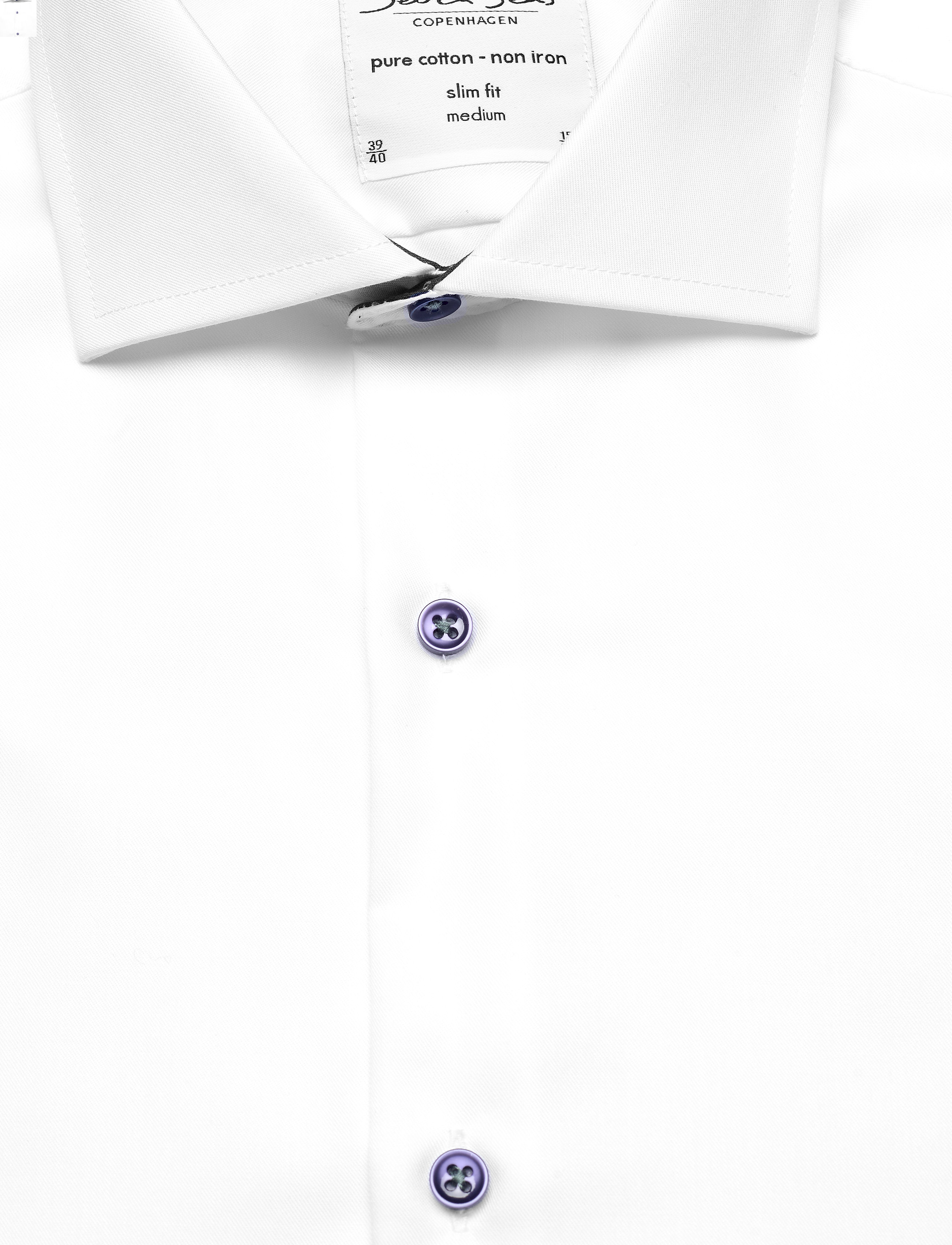 Seven Seas Copenhagen - SEVEN SEAS Fine Twill Contrast | slim - formal shirts - white - 2