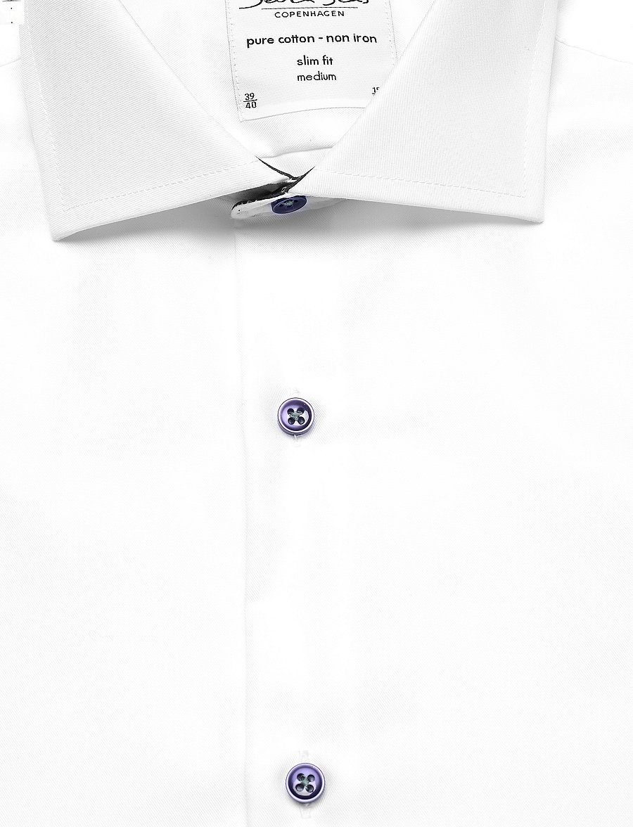 Seven Seas Copenhagen - SEVEN SEAS Fine Twill Contrast | slim - formelle skjorter - white - 2