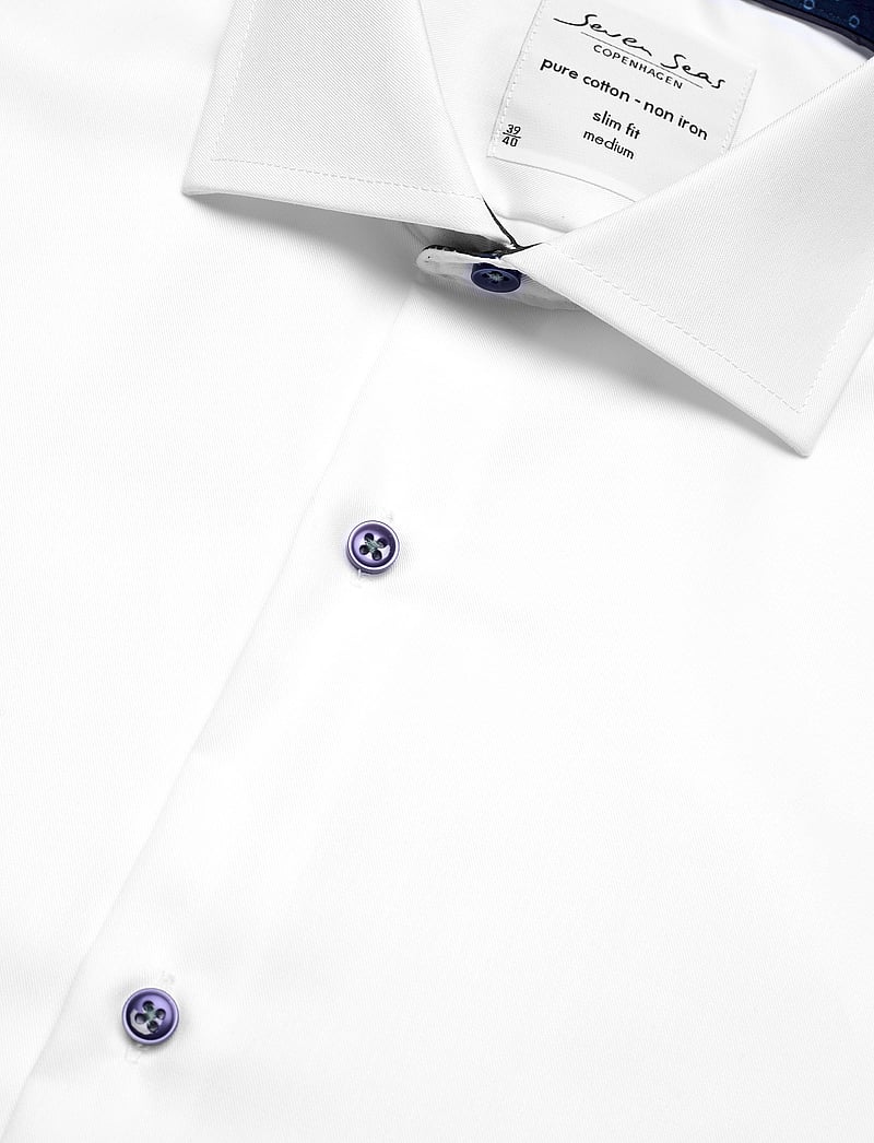 Seven Seas Copenhagen - SEVEN SEAS Fine Twill Contrast | slim - proginiai marškiniai - white - 3