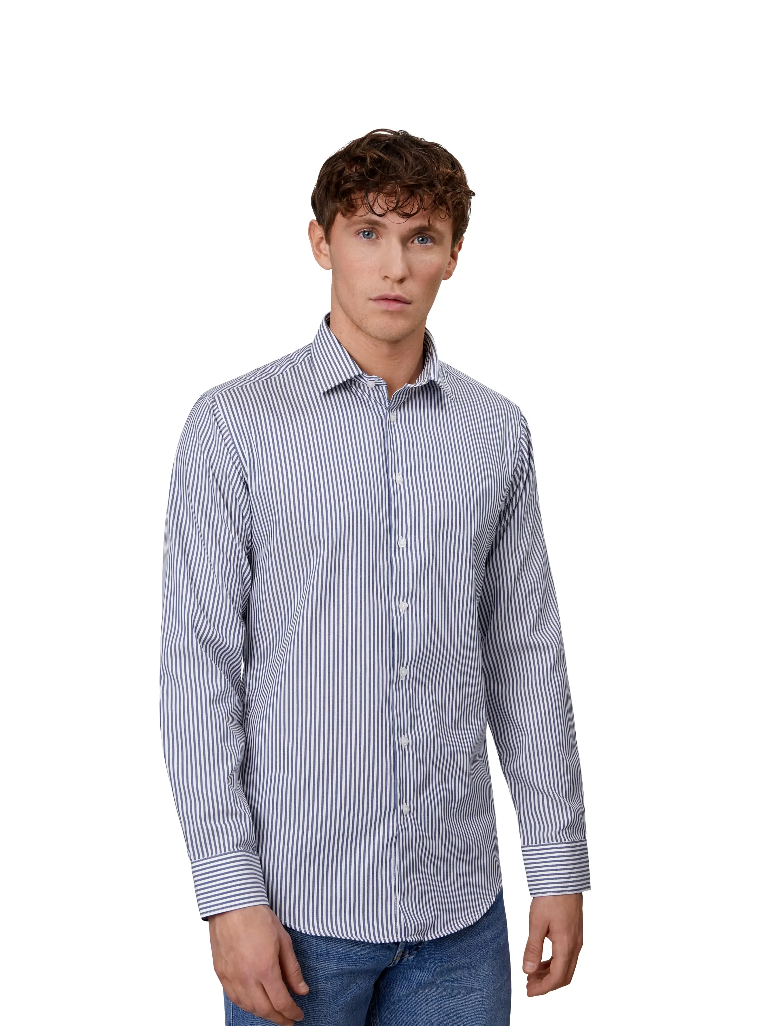 Seven Seas Copenhagen Seven Seas Fine Twill Cadet | Slim, XXL, Blue, Skjorter > Business, Herre