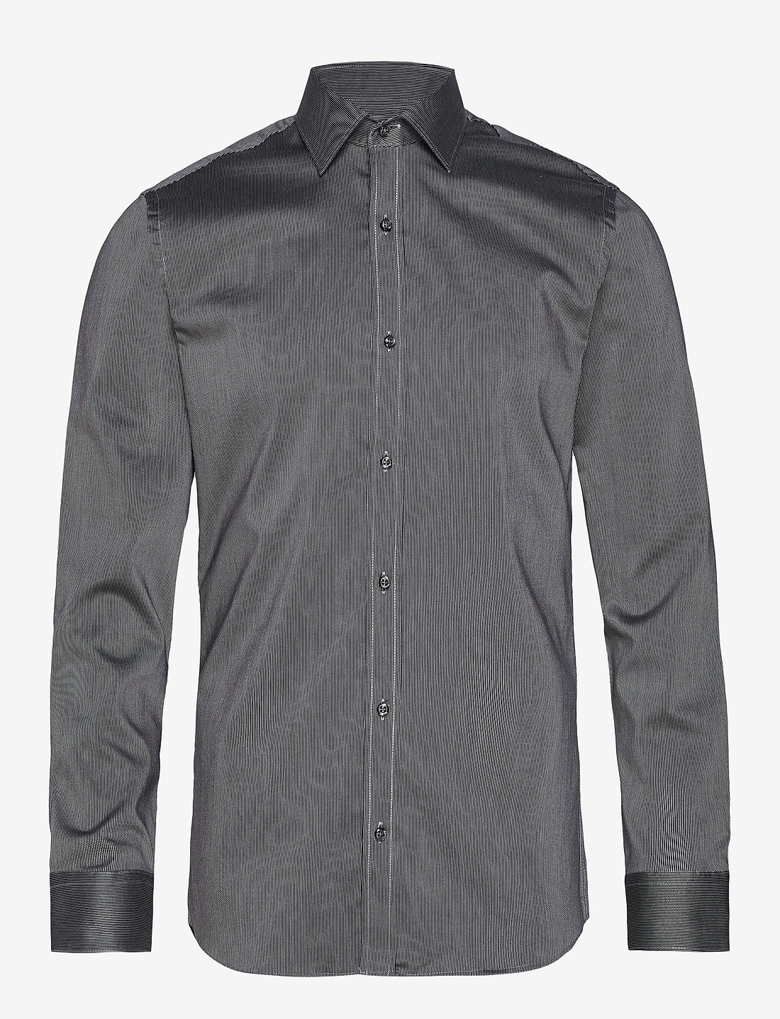 Seven Seas Copenhagen - SEVEN SEAS Fine Twill California | slim - stribede skjorter - dark grey - 0