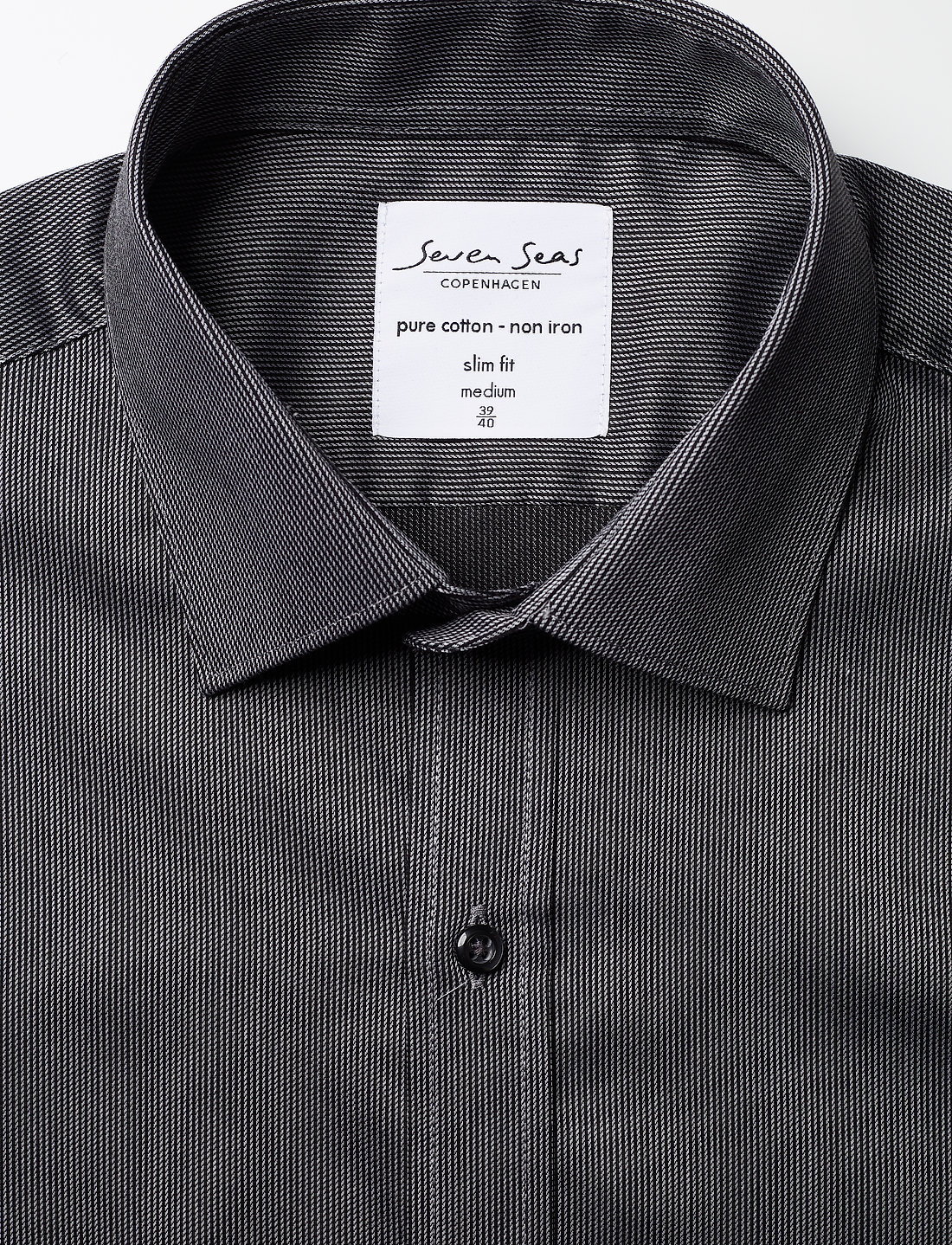 Seven Seas Copenhagen - SEVEN SEAS Fine Twill California | slim - stribede skjorter - dark grey - 4