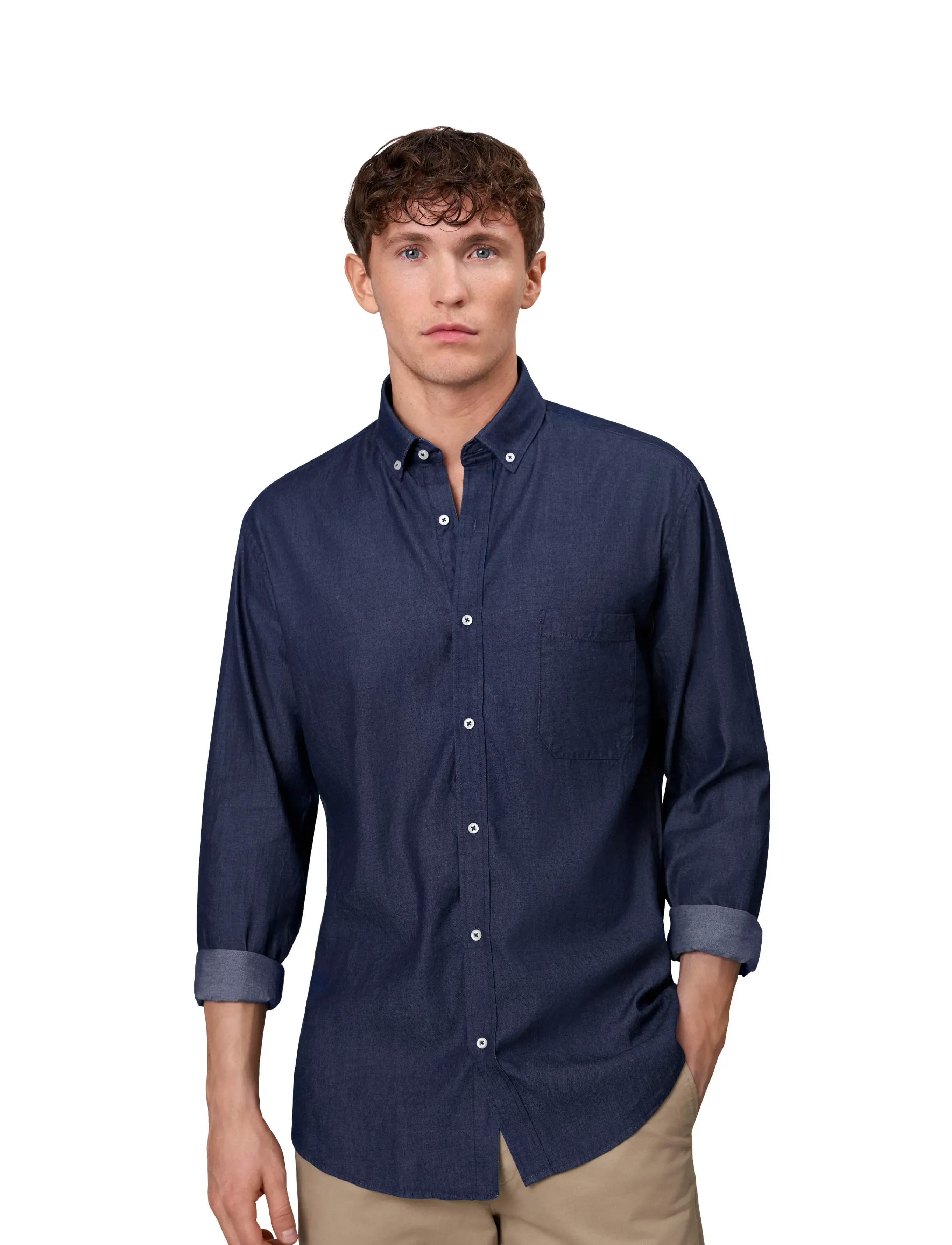 Seven Seas Copenhagen Seven Seas Soft Denim | Modern, S, Navy, Skjorter > Afslappet, Herre
