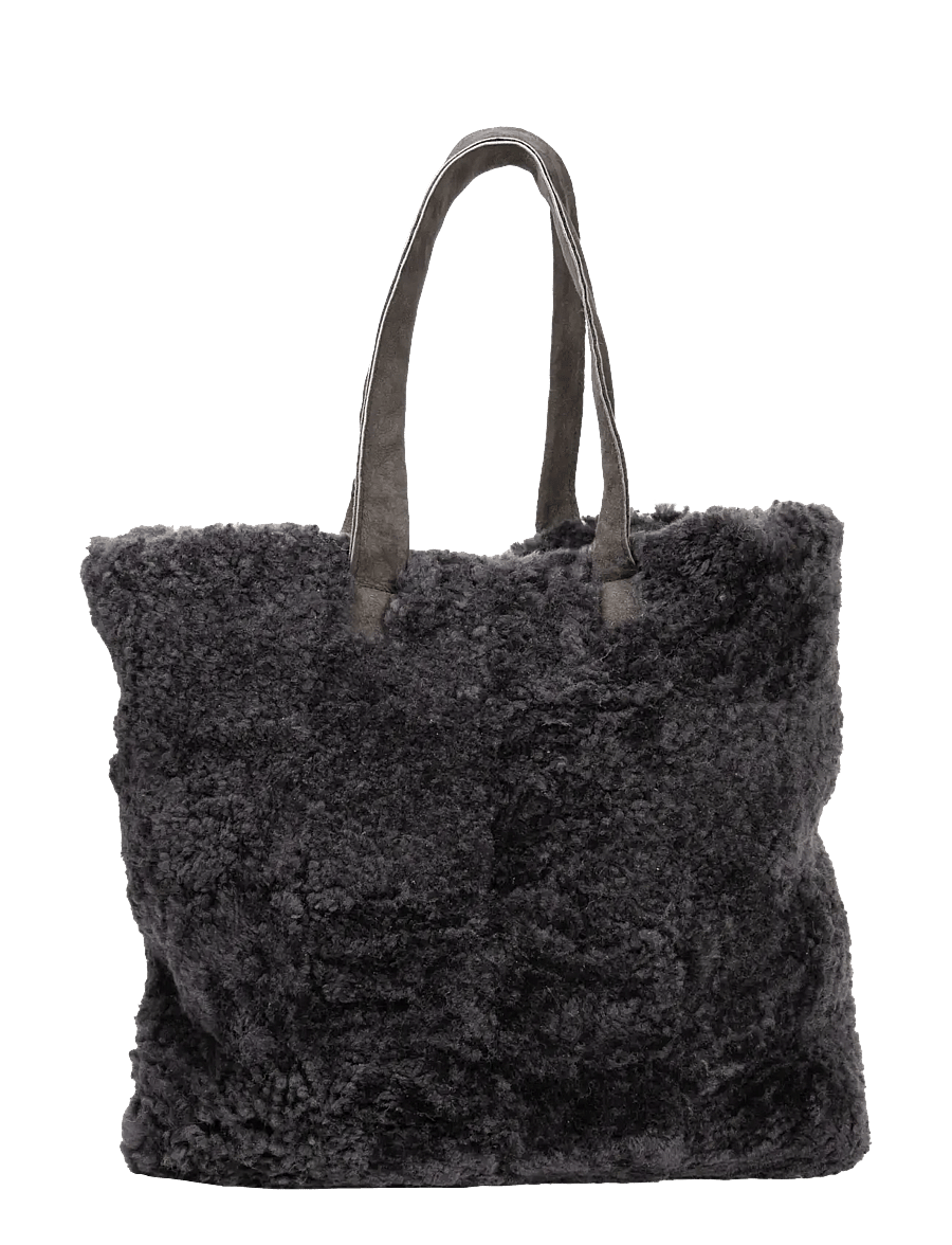 Shepherd - Aspen väska patchwork fårskinn - tote bags - asphalt - 0