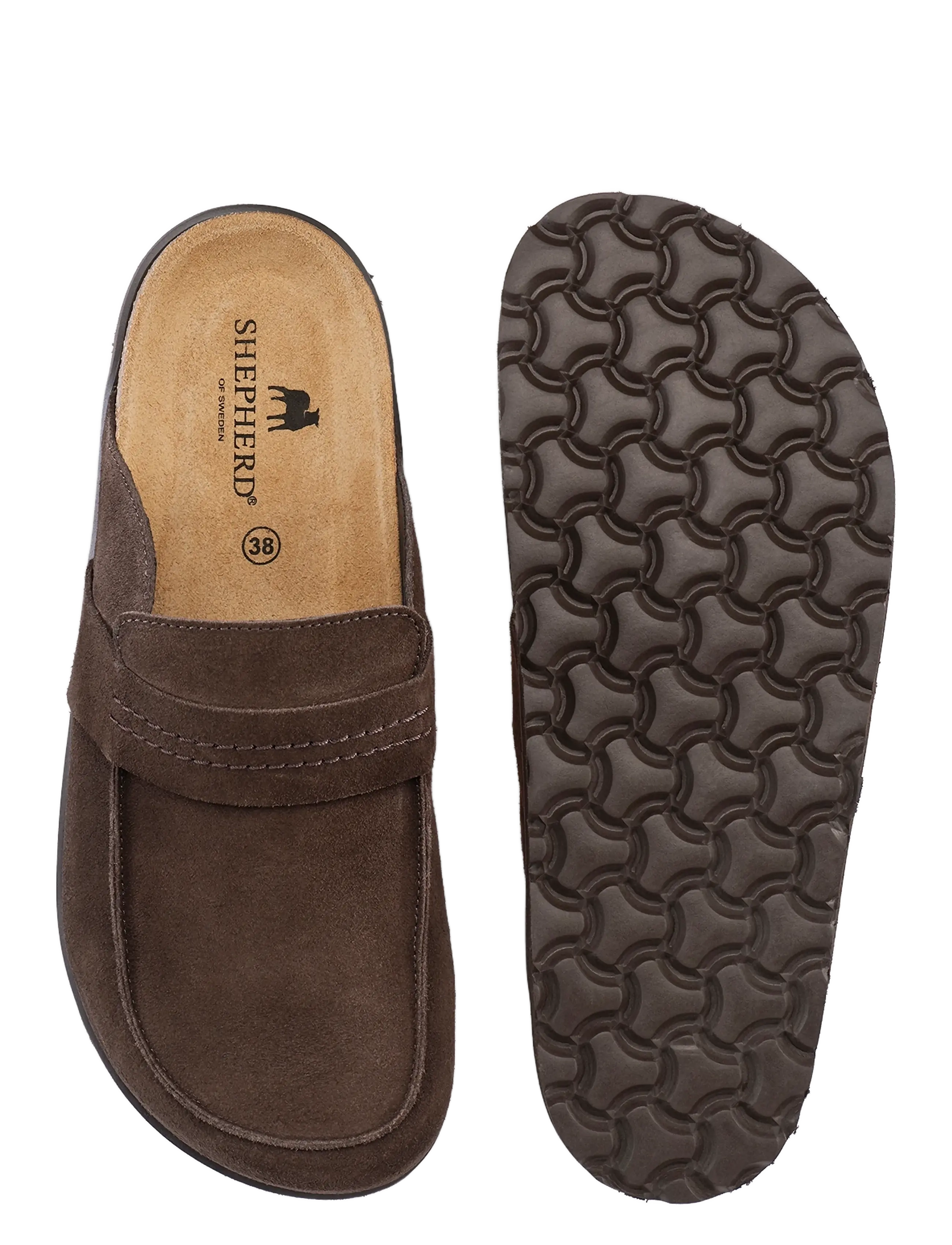 Shepherd - Petra tofflor - flat mules - brown suede - 4