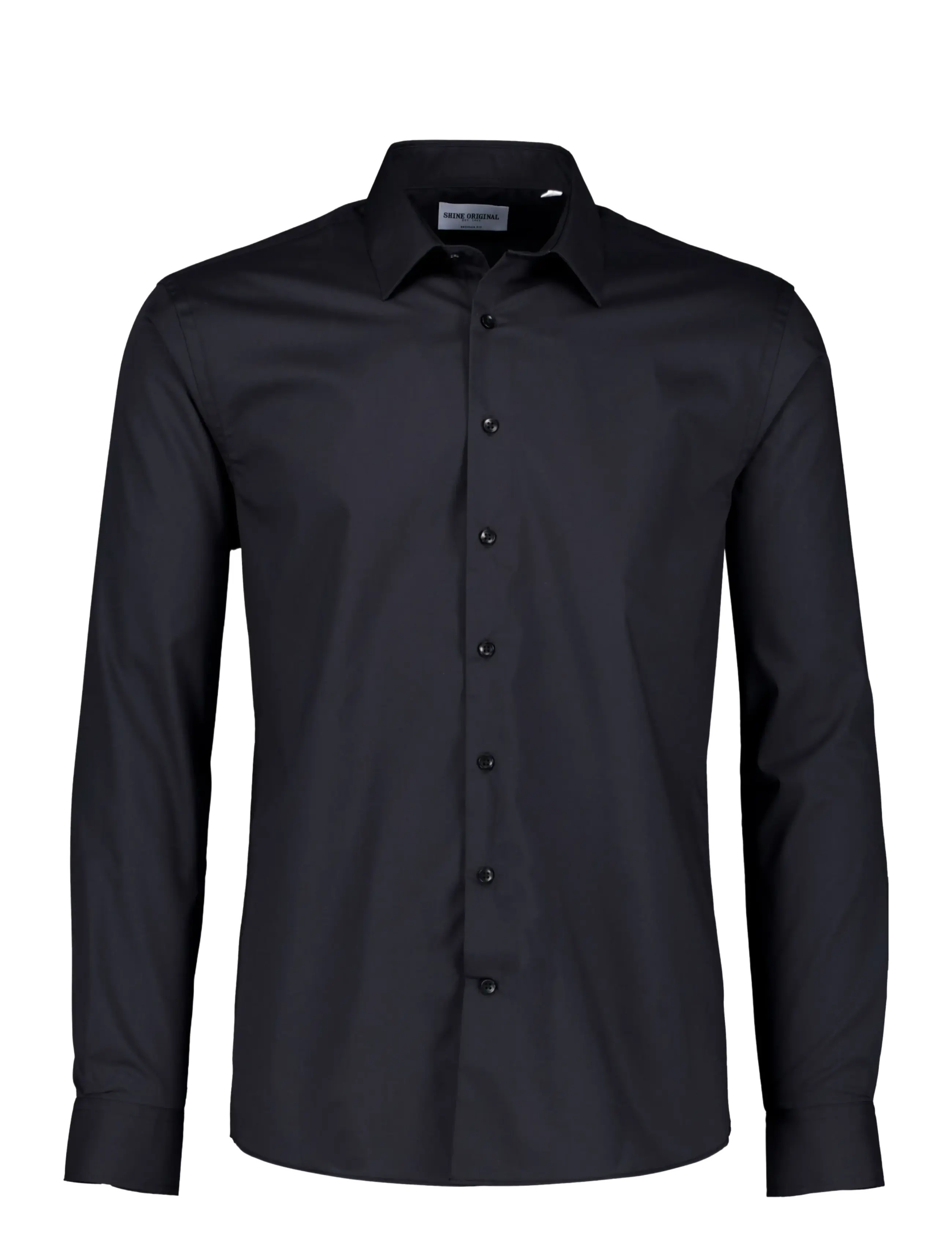 Shine Original Plain dress shirt L/S - Särgid - BLACK / black