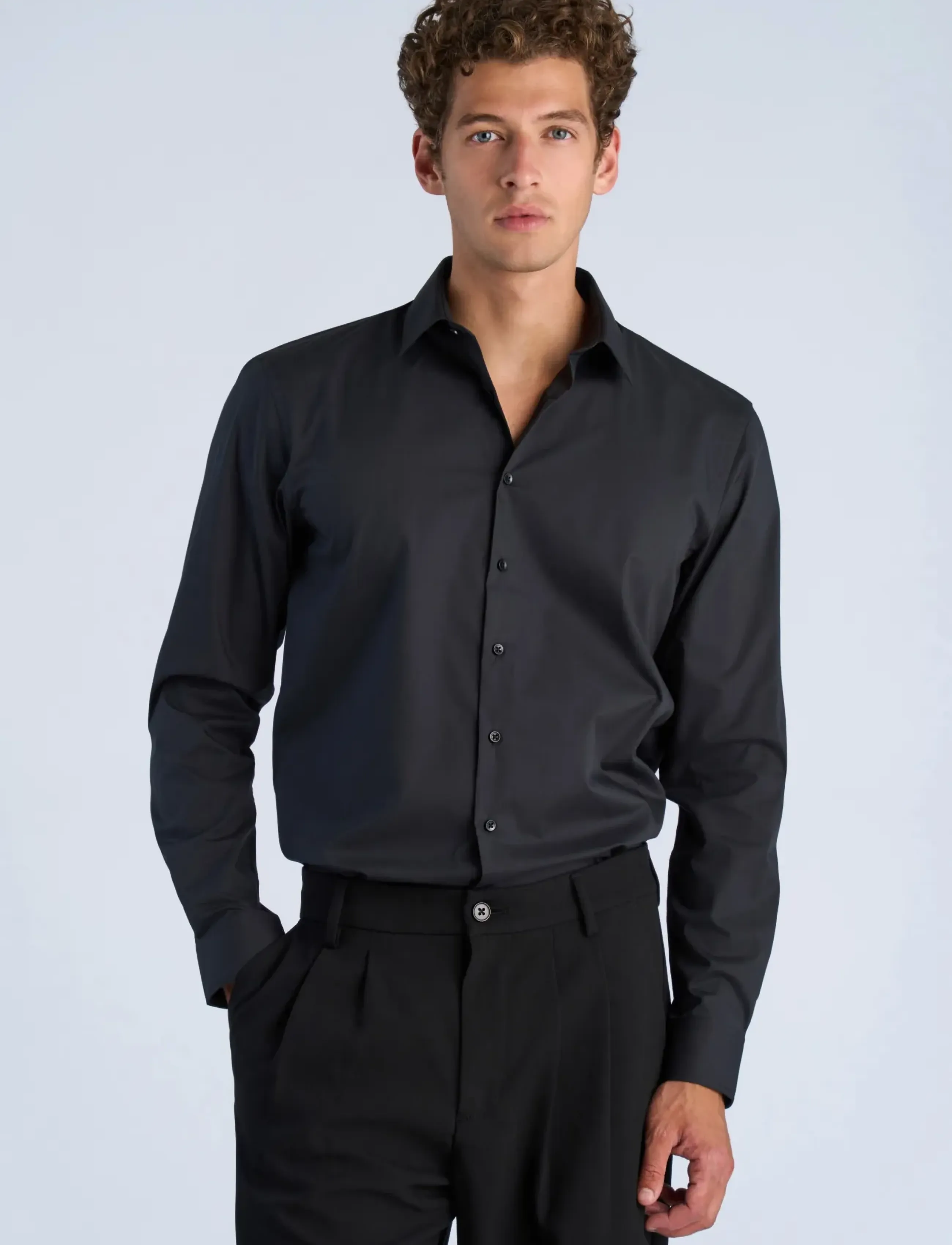 Shine Original - Plain dress shirt L/S - kontorisärgid - black - 0