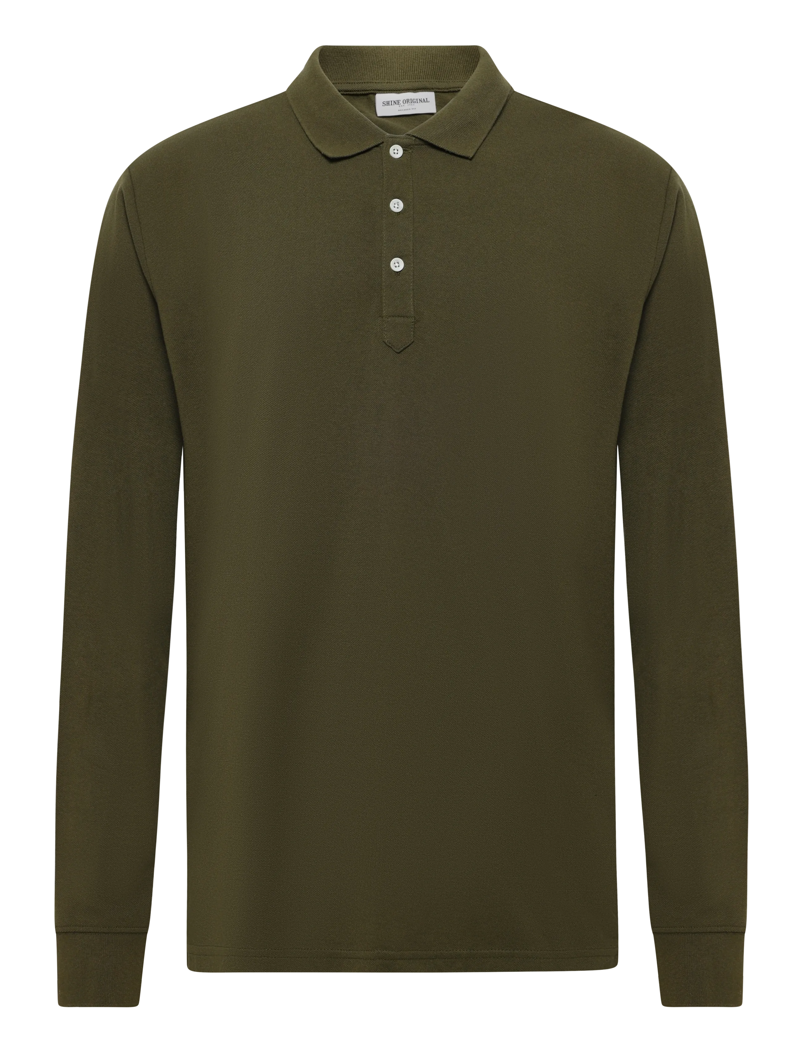 SHINE ORIGINAL Lange Ärmel Polo Khaki - M - Herren