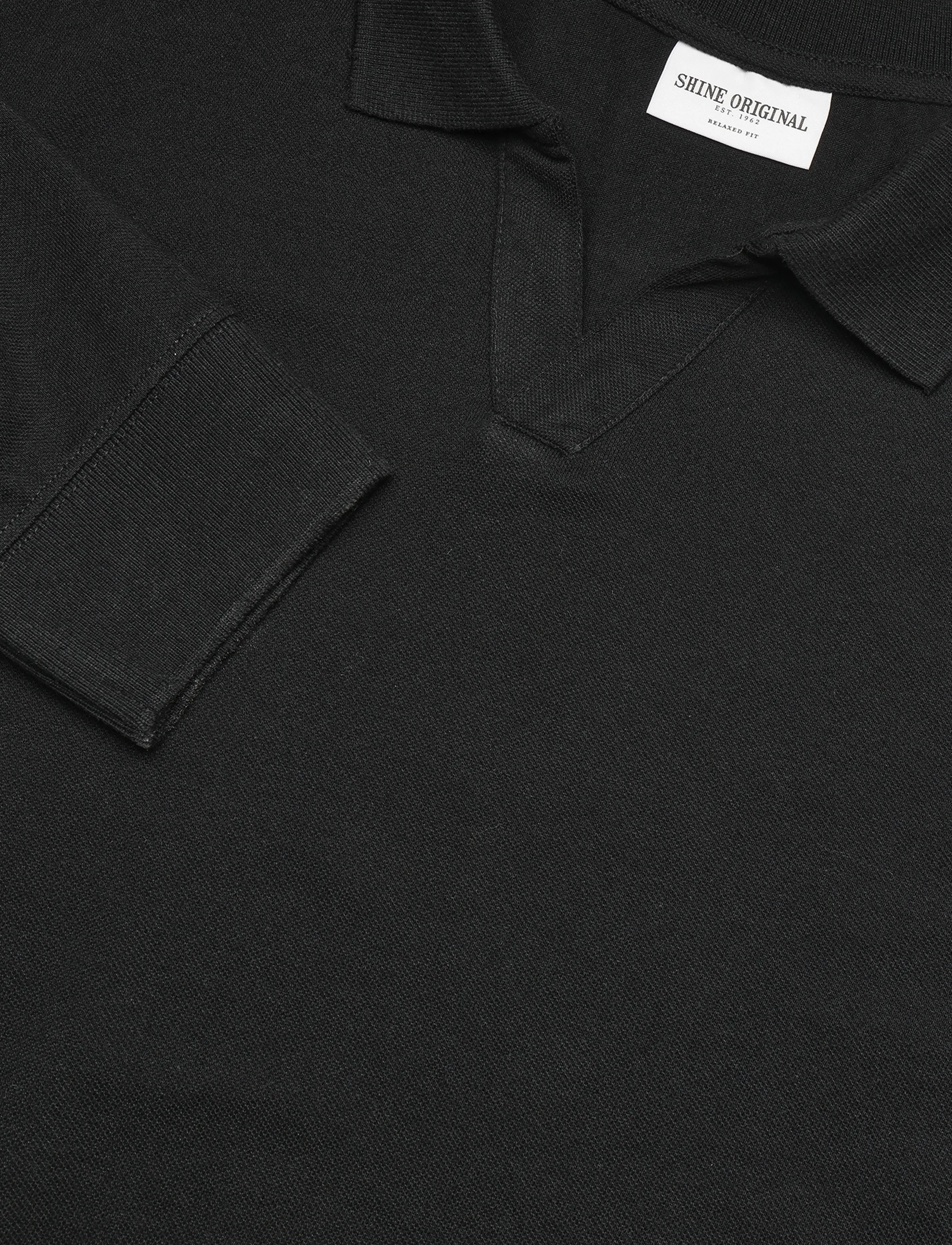 Shine Original - Long sleeve polo split neck - stickade pikéer - black - 5