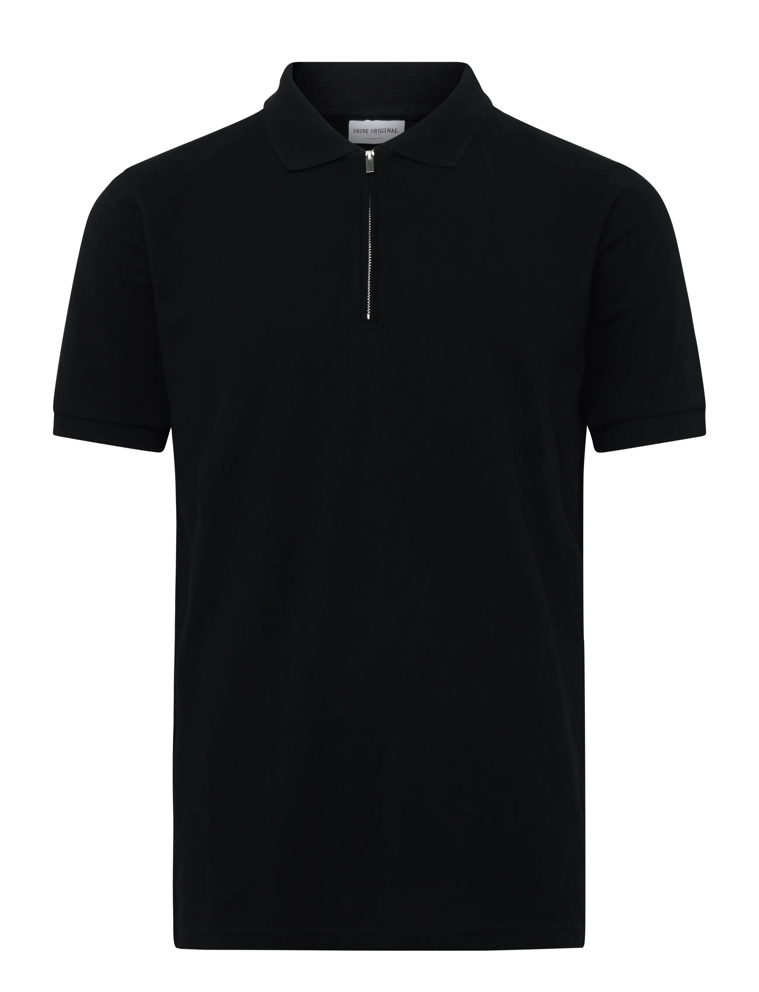 SHINE ORIGINAL Polo Pique W?. Zip Schwarz - M - Herren
